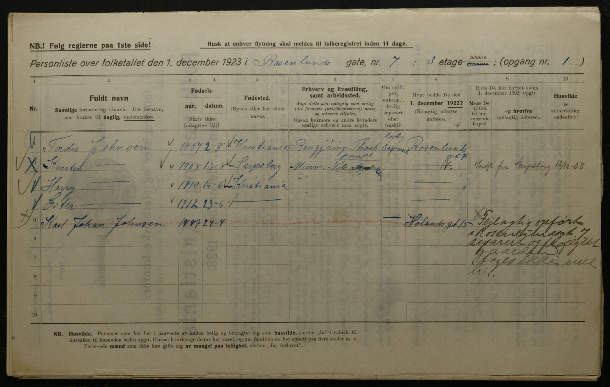 OBA, Municipal Census 1923 for Kristiania, 1923, p. 92866