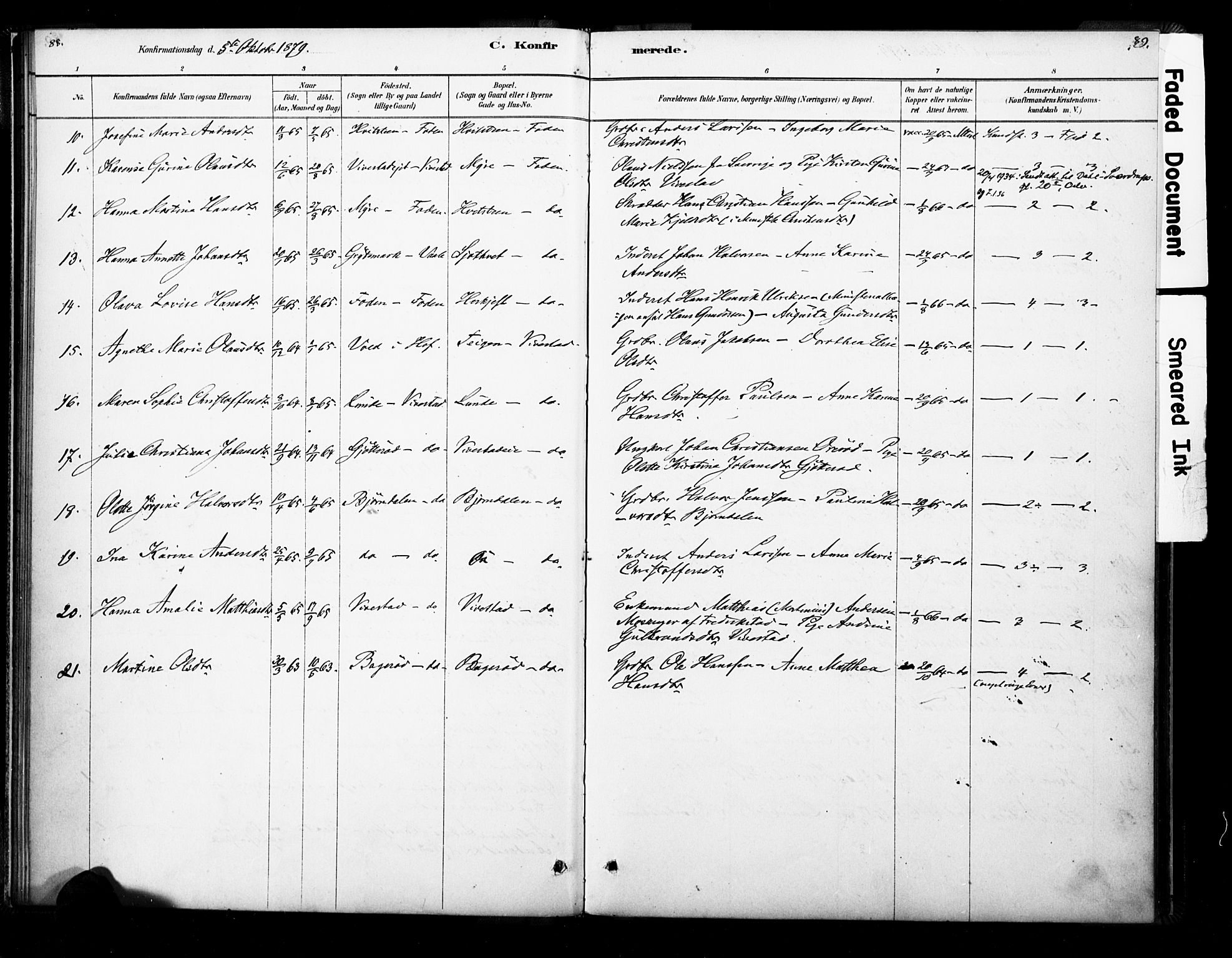 Ramnes kirkebøker, AV/SAKO-A-314/F/Fb/L0001: Parish register (official) no. II 1, 1878-1894, p. 88-89