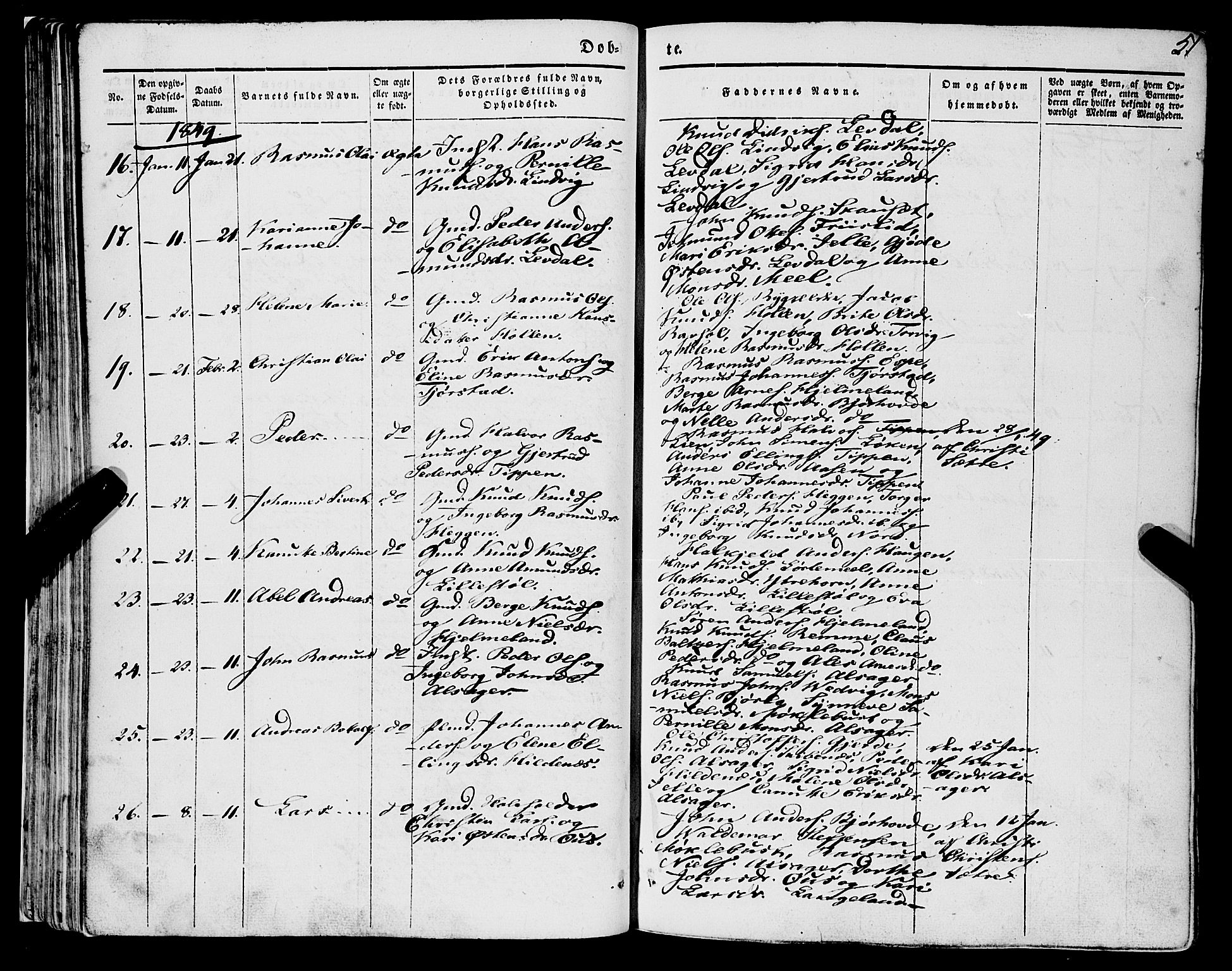 Eid sokneprestembete, AV/SAB-A-82301/H/Haa/Haaa/L0007: Parish register (official) no. A 7, 1844-1858, p. 51