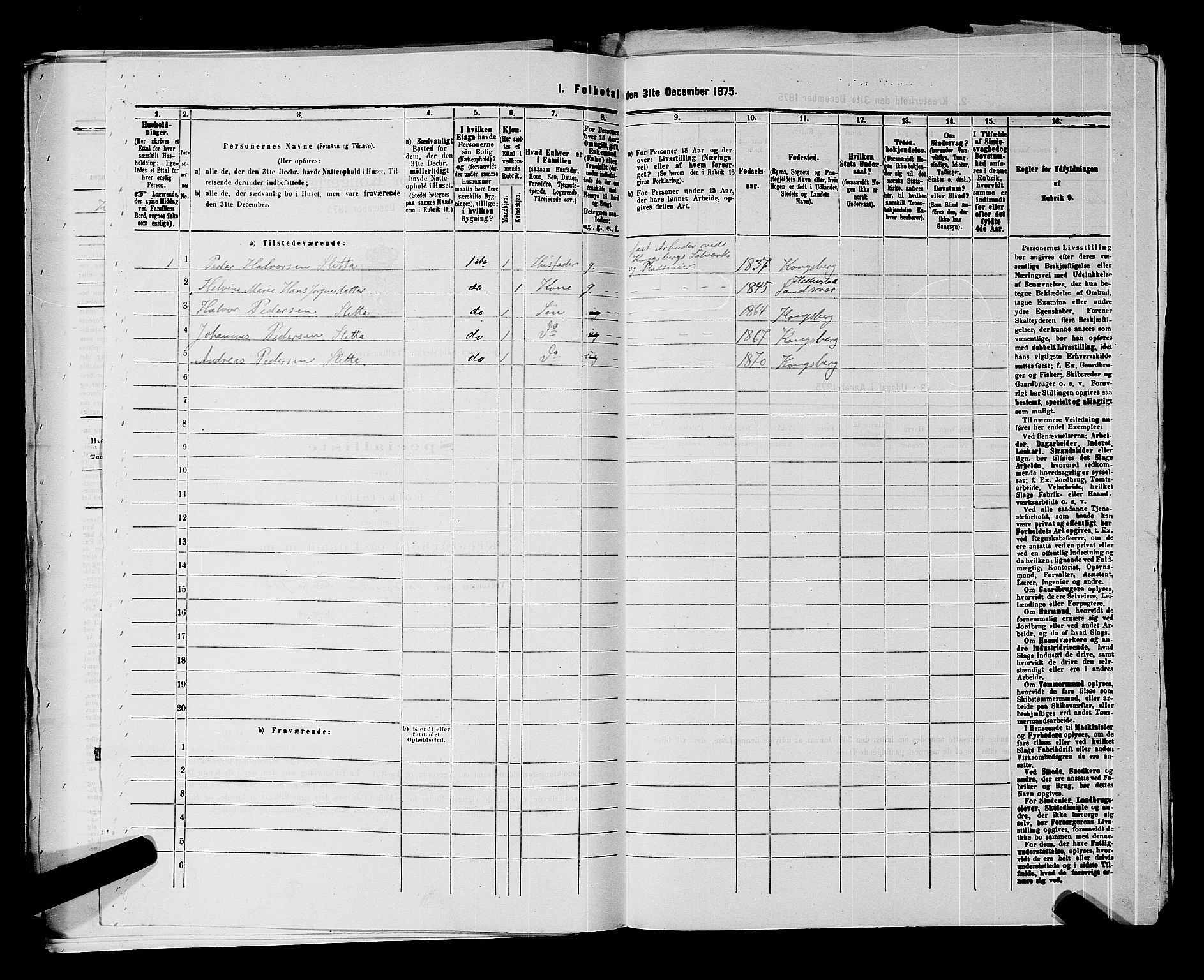 SAKO, 1875 census for 0604B Kongsberg/Kongsberg, 1875, p. 1408