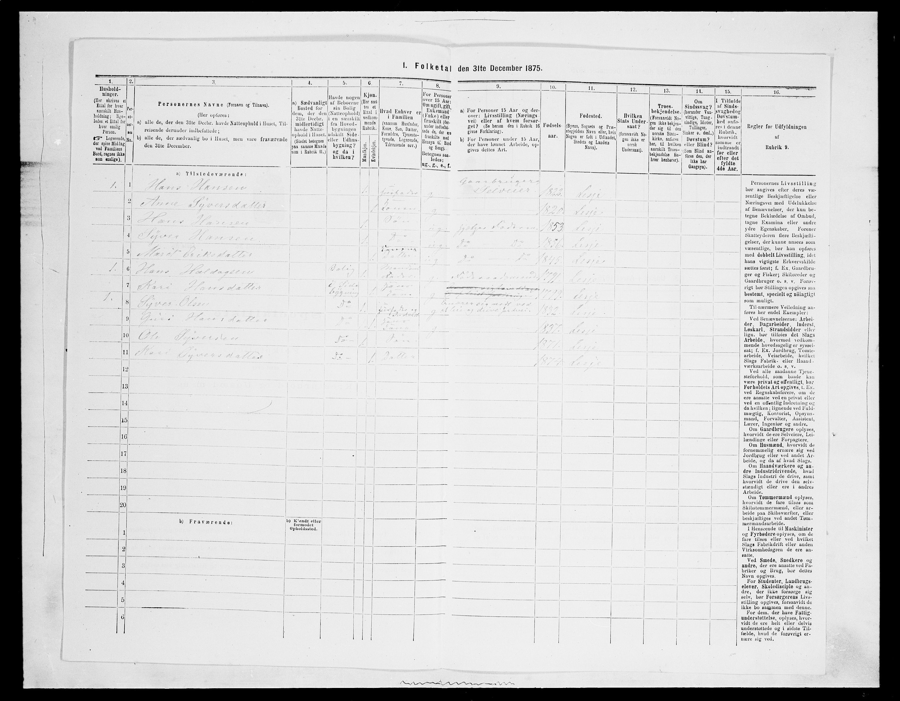 SAH, 1875 census for 0512P Lesja, 1875, p. 800