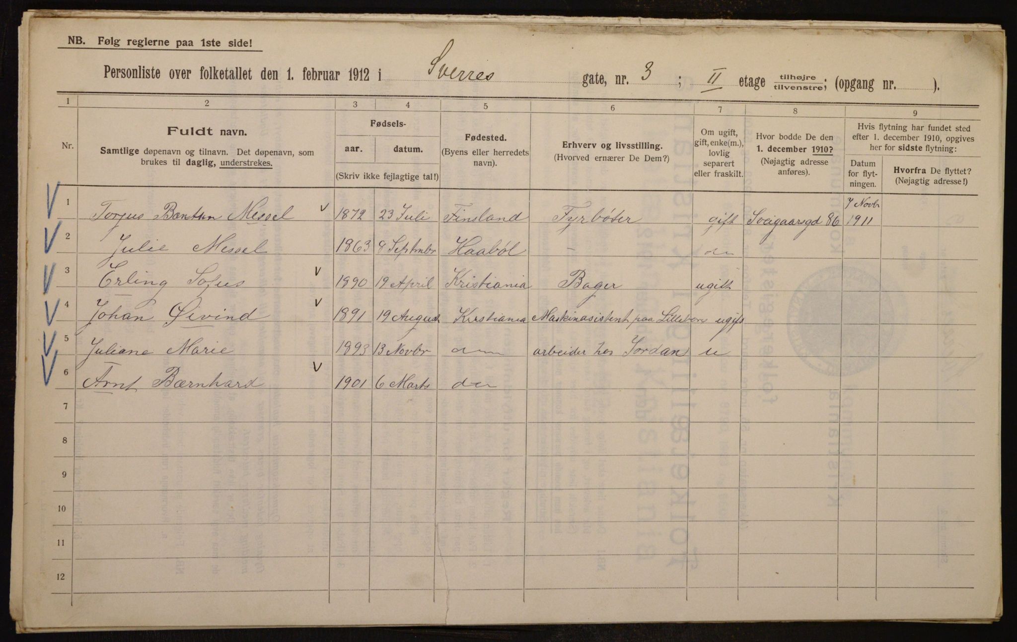 OBA, Municipal Census 1912 for Kristiania, 1912, p. 105981