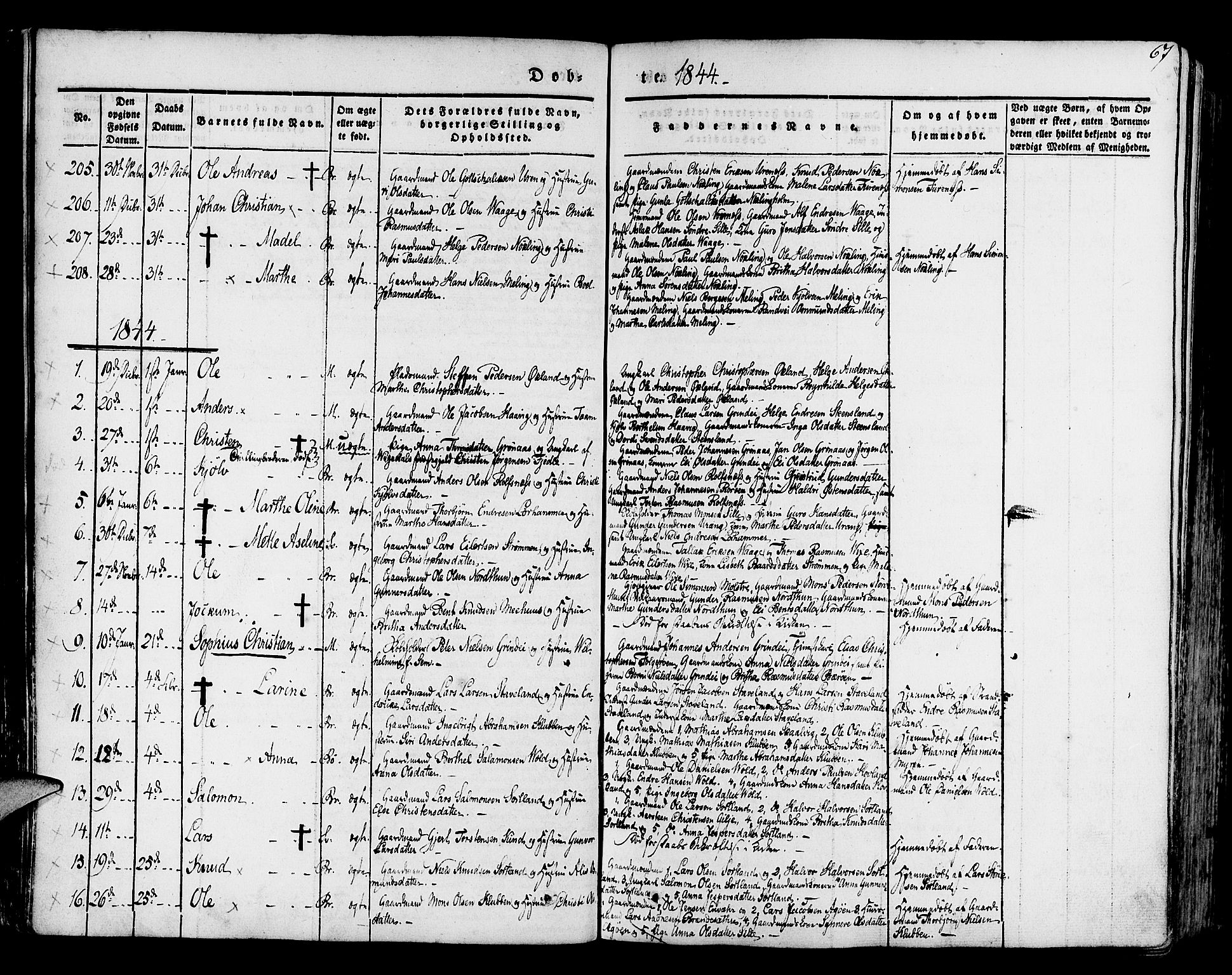 Finnås sokneprestembete, SAB/A-99925/H/Ha/Haa/Haaa/L0006: Parish register (official) no. A 6, 1836-1850, p. 67