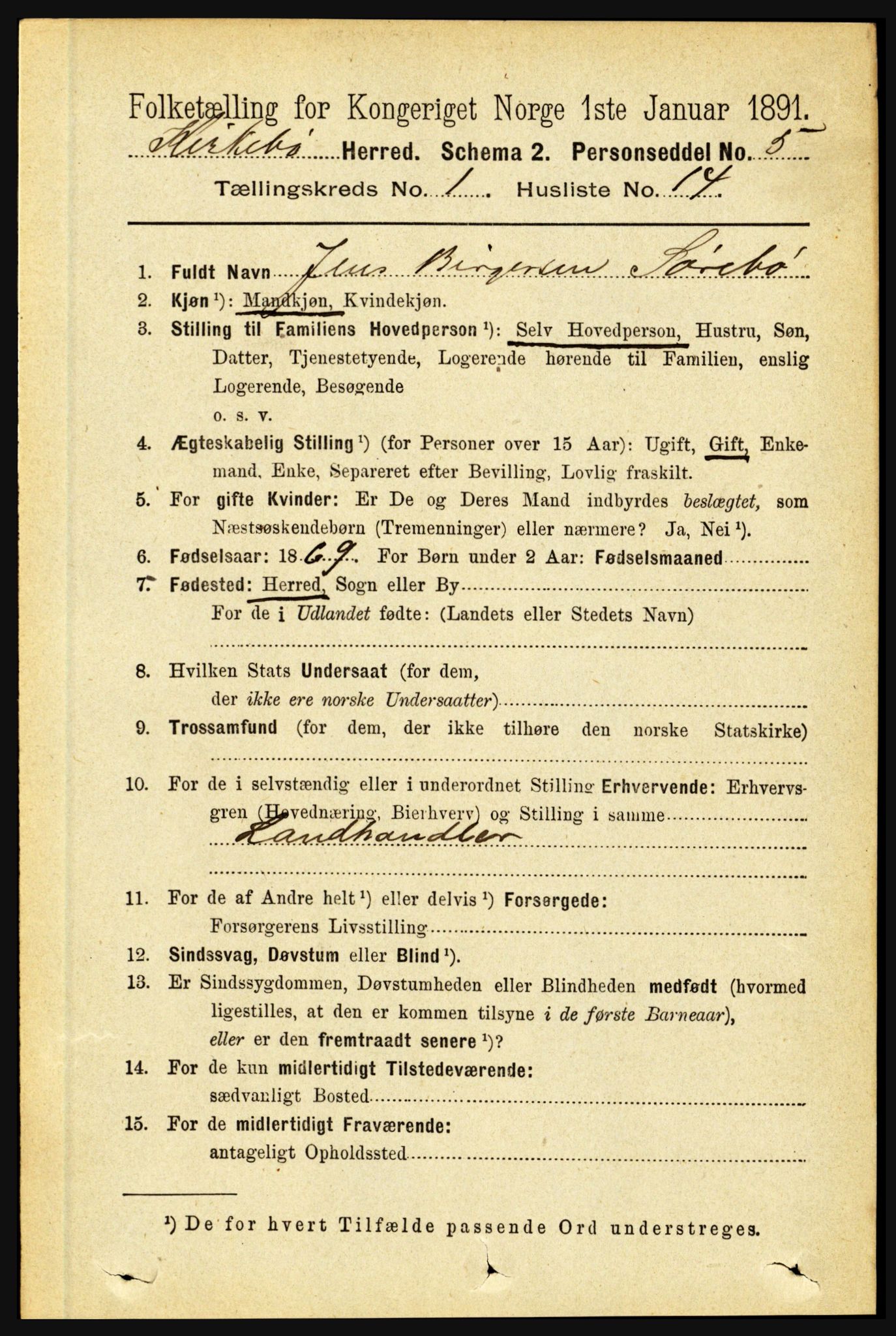 RA, 1891 census for 1416 Kyrkjebø, 1891, p. 150