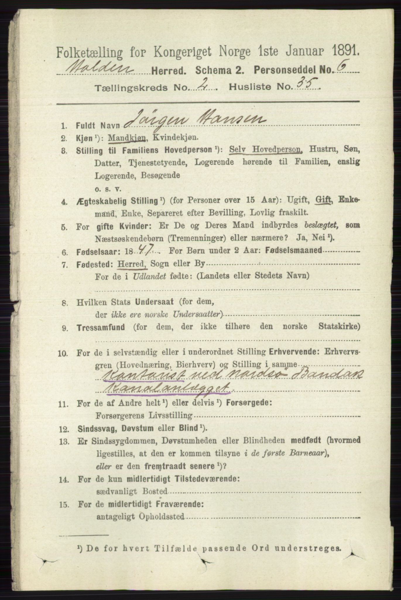 RA, 1891 census for 0819 Holla, 1891, p. 1000