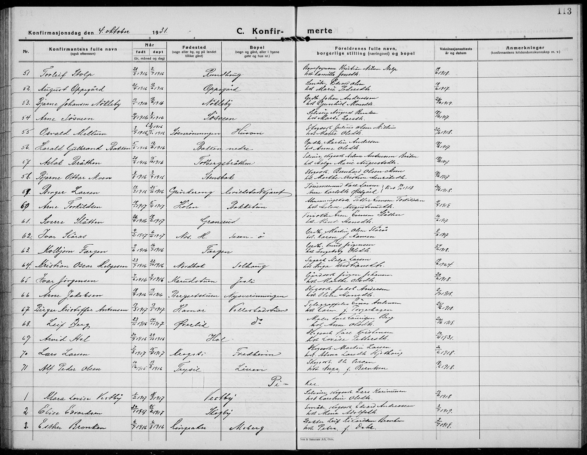 Løten prestekontor, AV/SAH-PREST-022/L/La/L0009: Parish register (copy) no. 9, 1930-1939, p. 113