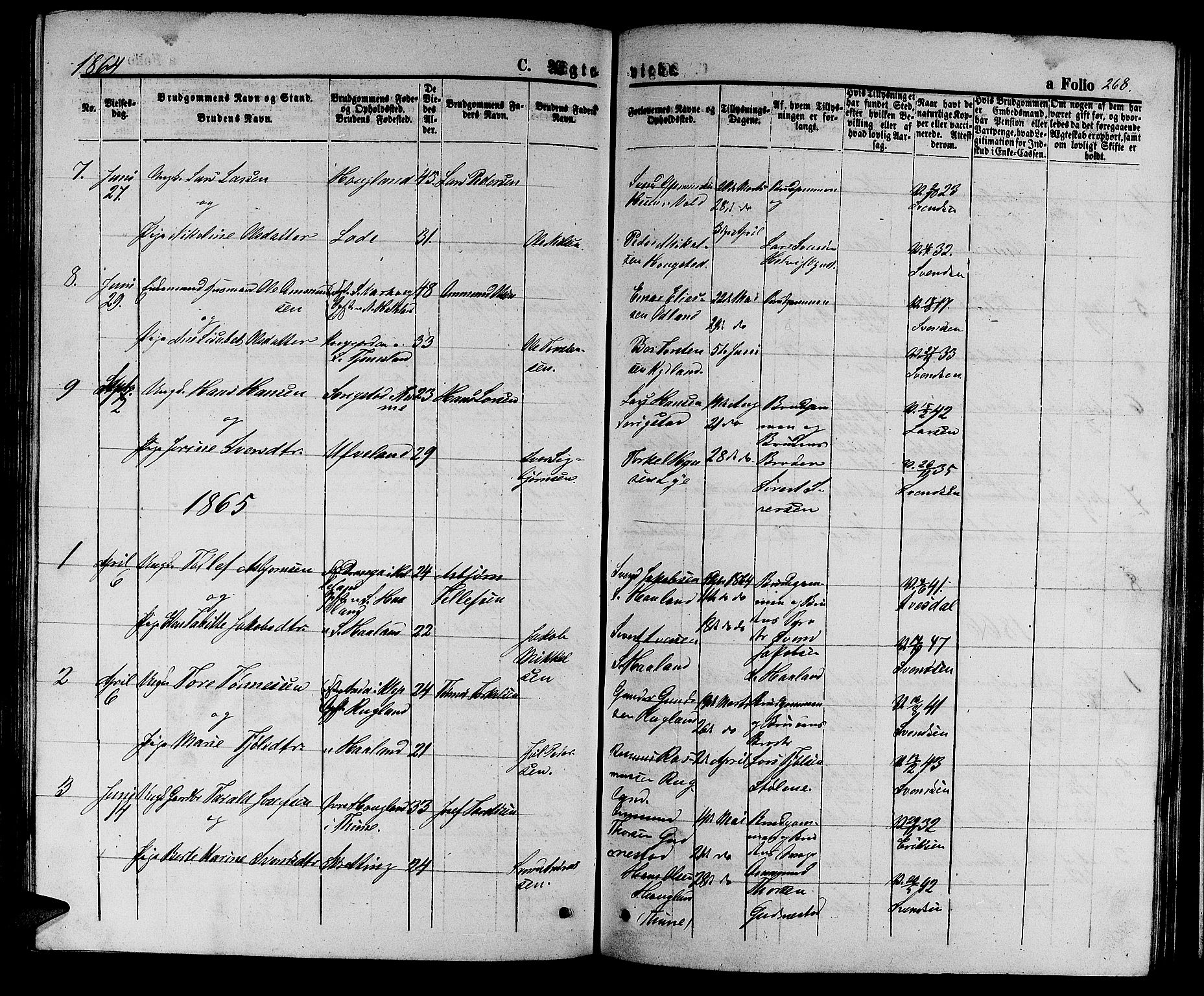 Hå sokneprestkontor, SAST/A-101801/001/30BB/L0002: Parish register (copy) no. B 2, 1854-1883, p. 268