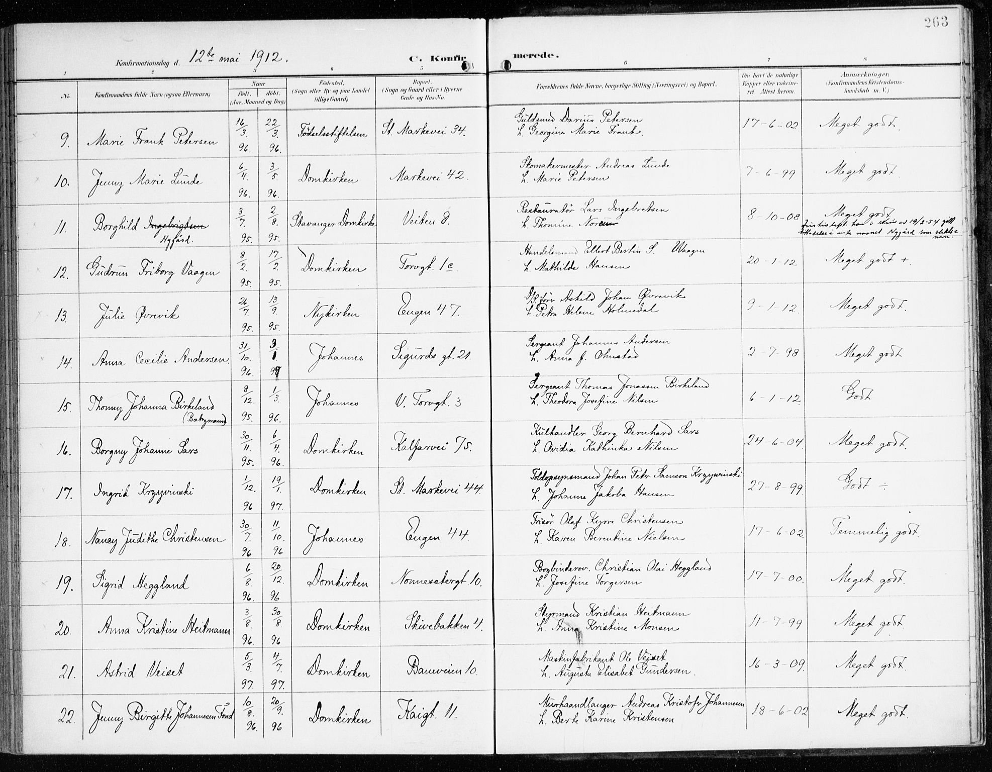 Domkirken sokneprestembete, AV/SAB-A-74801/H/Haa/L0031: Parish register (official) no. C 6, 1898-1915, p. 263