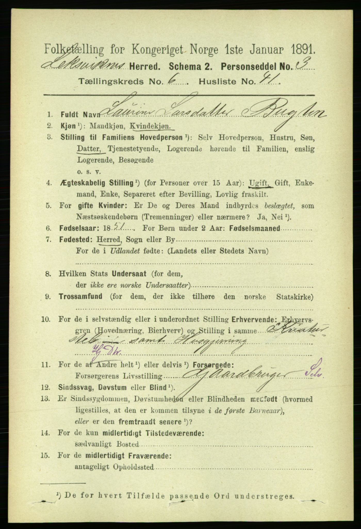 RA, 1891 census for 1718 Leksvik, 1891, p. 3482