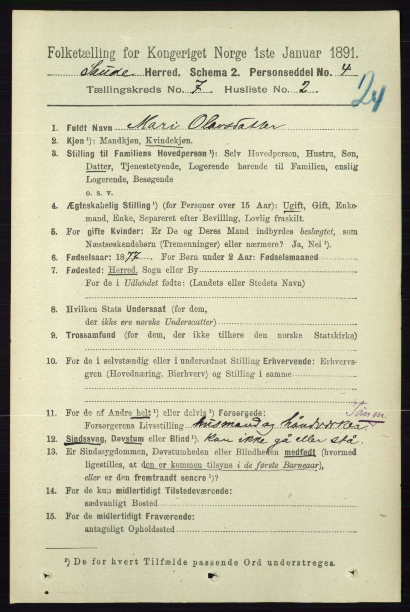 RA, 1891 census for 0822 Sauherad, 1891, p. 2035