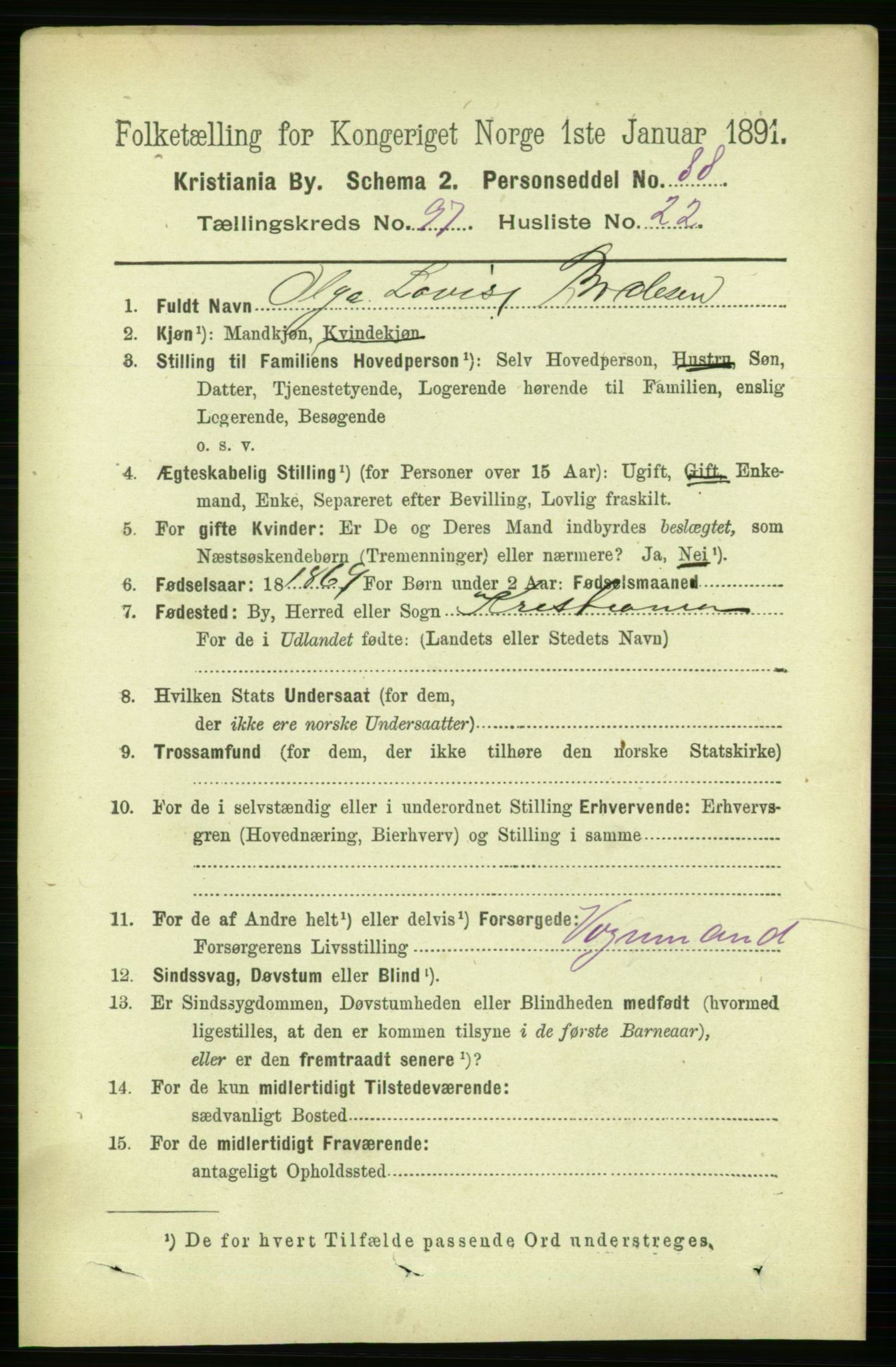 RA, 1891 census for 0301 Kristiania, 1891, p. 47636