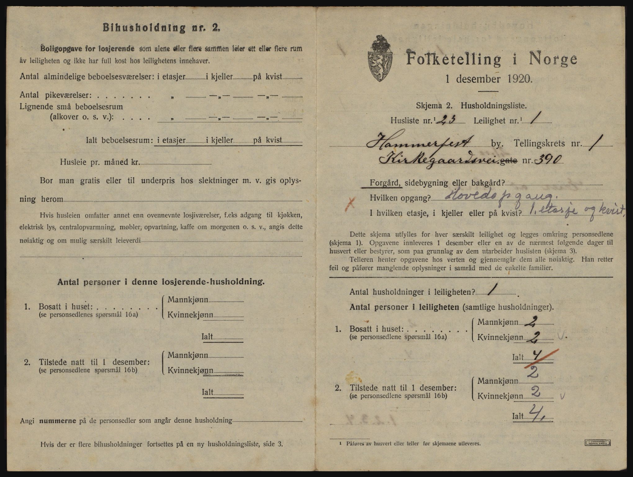 SATØ, 1920 census for Hammerfest, 1920, p. 1104