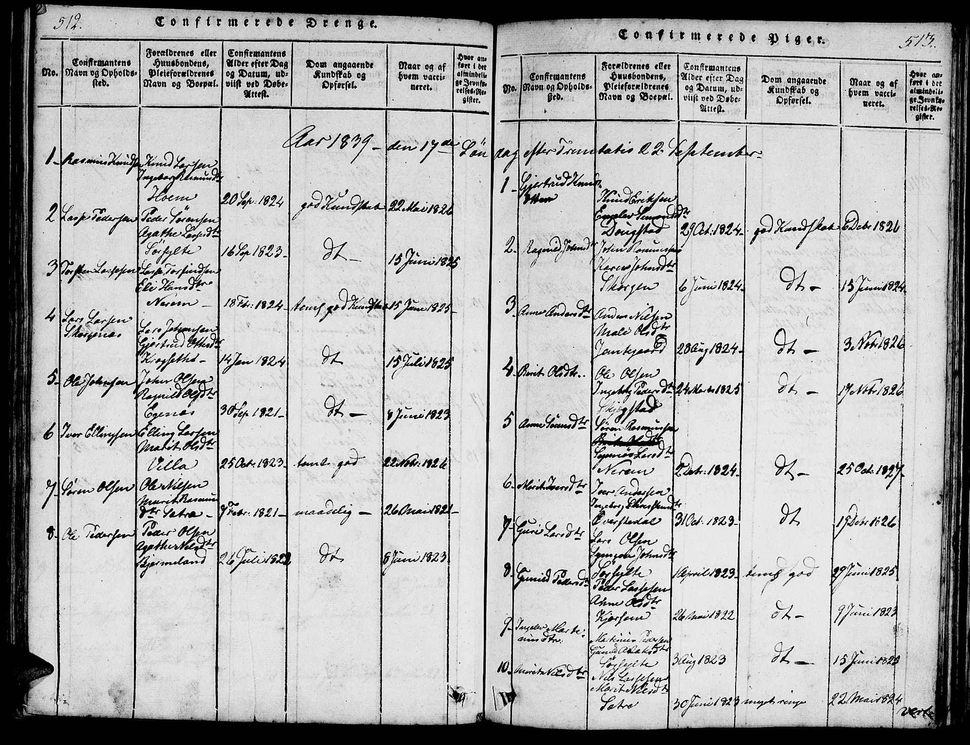 Ministerialprotokoller, klokkerbøker og fødselsregistre - Møre og Romsdal, AV/SAT-A-1454/541/L0544: Parish register (official) no. 541A01, 1818-1847, p. 512-513