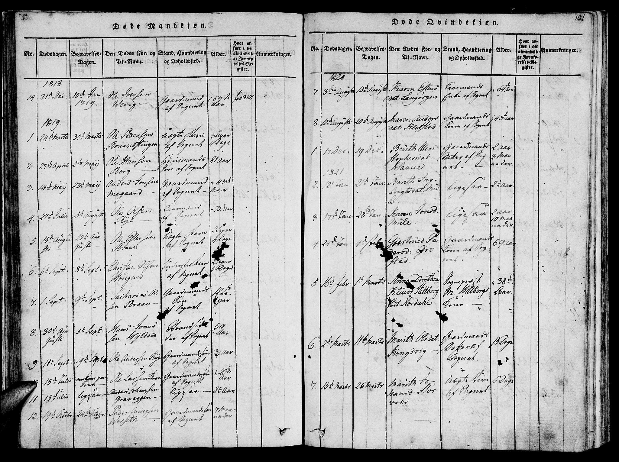 Ministerialprotokoller, klokkerbøker og fødselsregistre - Sør-Trøndelag, SAT/A-1456/612/L0372: Parish register (official) no. 612A06 /1, 1816-1828, p. 101
