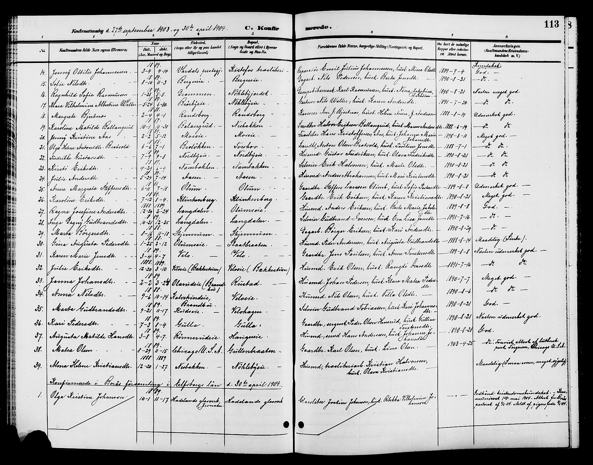 Jevnaker prestekontor, SAH/PREST-116/H/Ha/Hab/L0002: Parish register (copy) no. 2, 1896-1906, p. 113