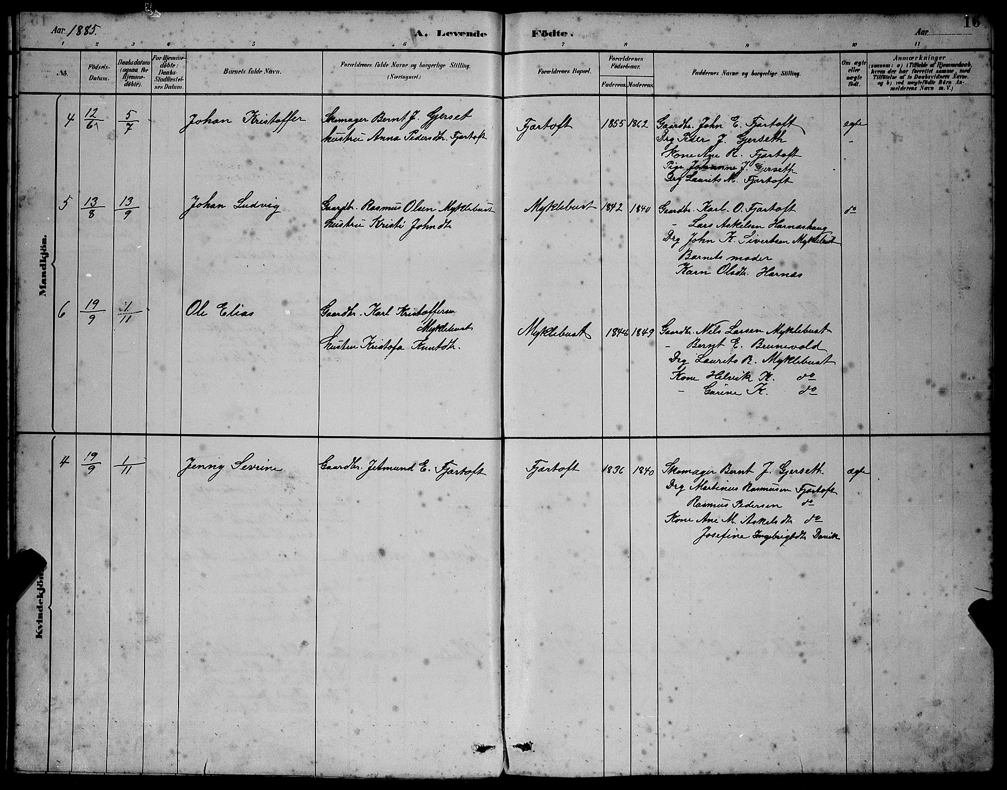 Ministerialprotokoller, klokkerbøker og fødselsregistre - Møre og Romsdal, AV/SAT-A-1454/538/L0523: Parish register (copy) no. 538C01, 1881-1900, p. 16