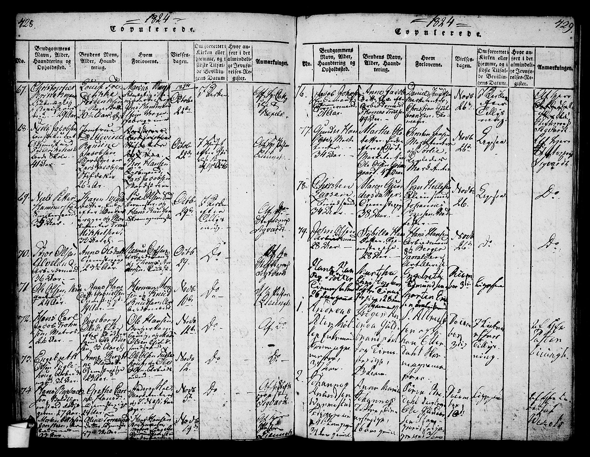 Oslo domkirke Kirkebøker, AV/SAO-A-10752/G/Ga/L0001: Parish register (copy) no. 1, 1817-1825, p. 428-429