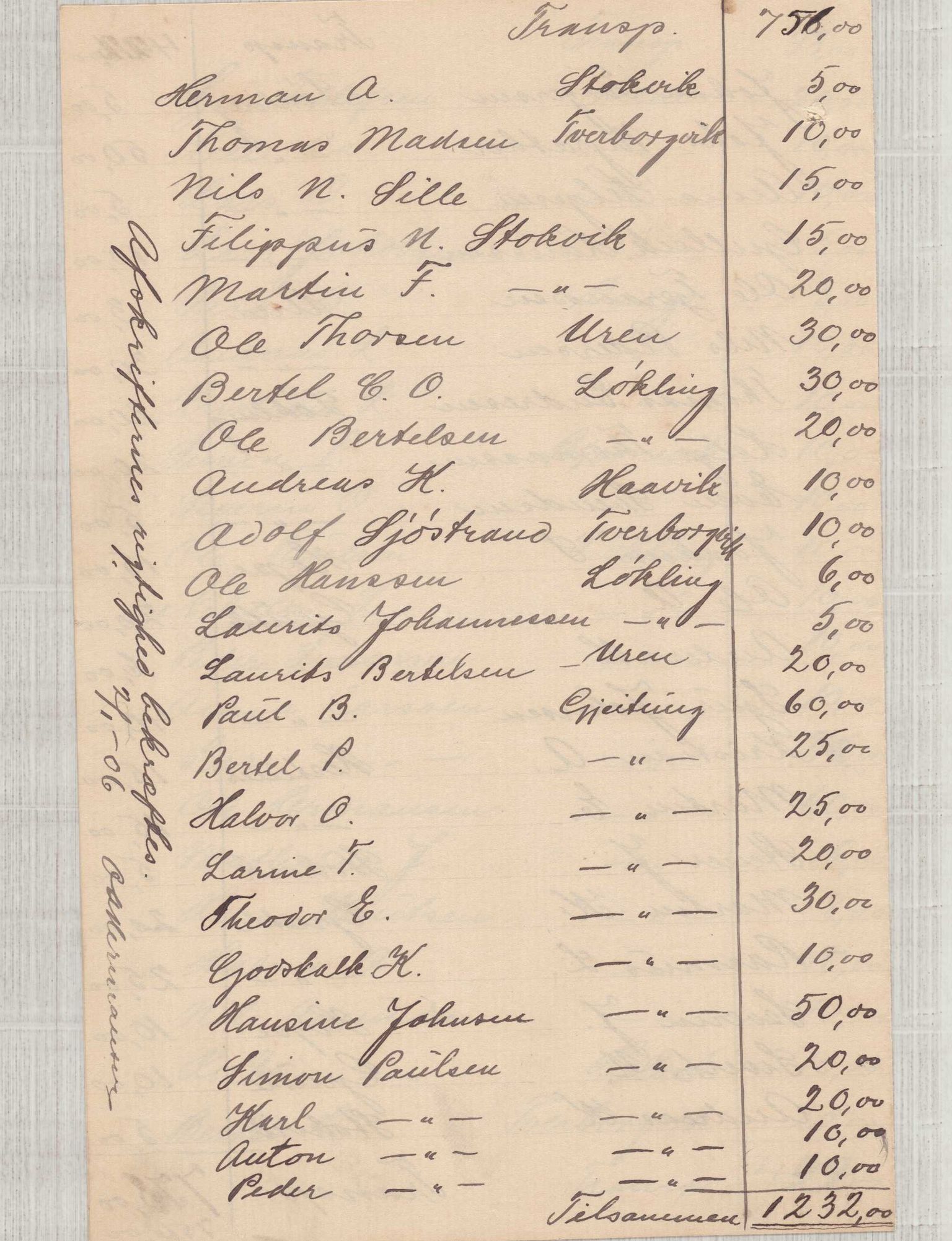 Finnaas kommune. Formannskapet, IKAH/1218a-021/D/Da/L0001/0006: Korrespondanse / saker / Kapellkyrkje på Løkling, 1906-1910, p. 11