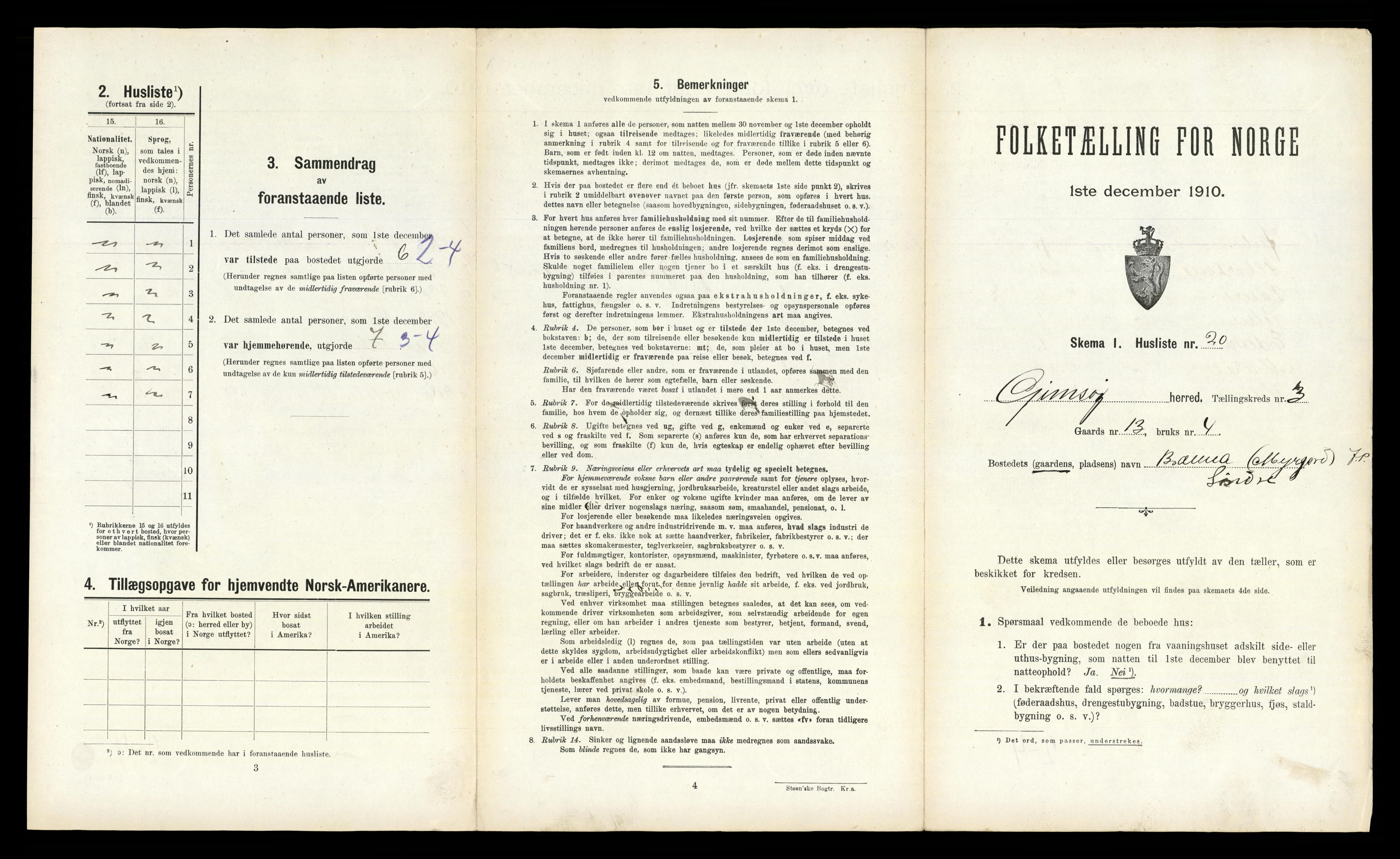 RA, 1910 census for Gimsøy, 1910, p. 263