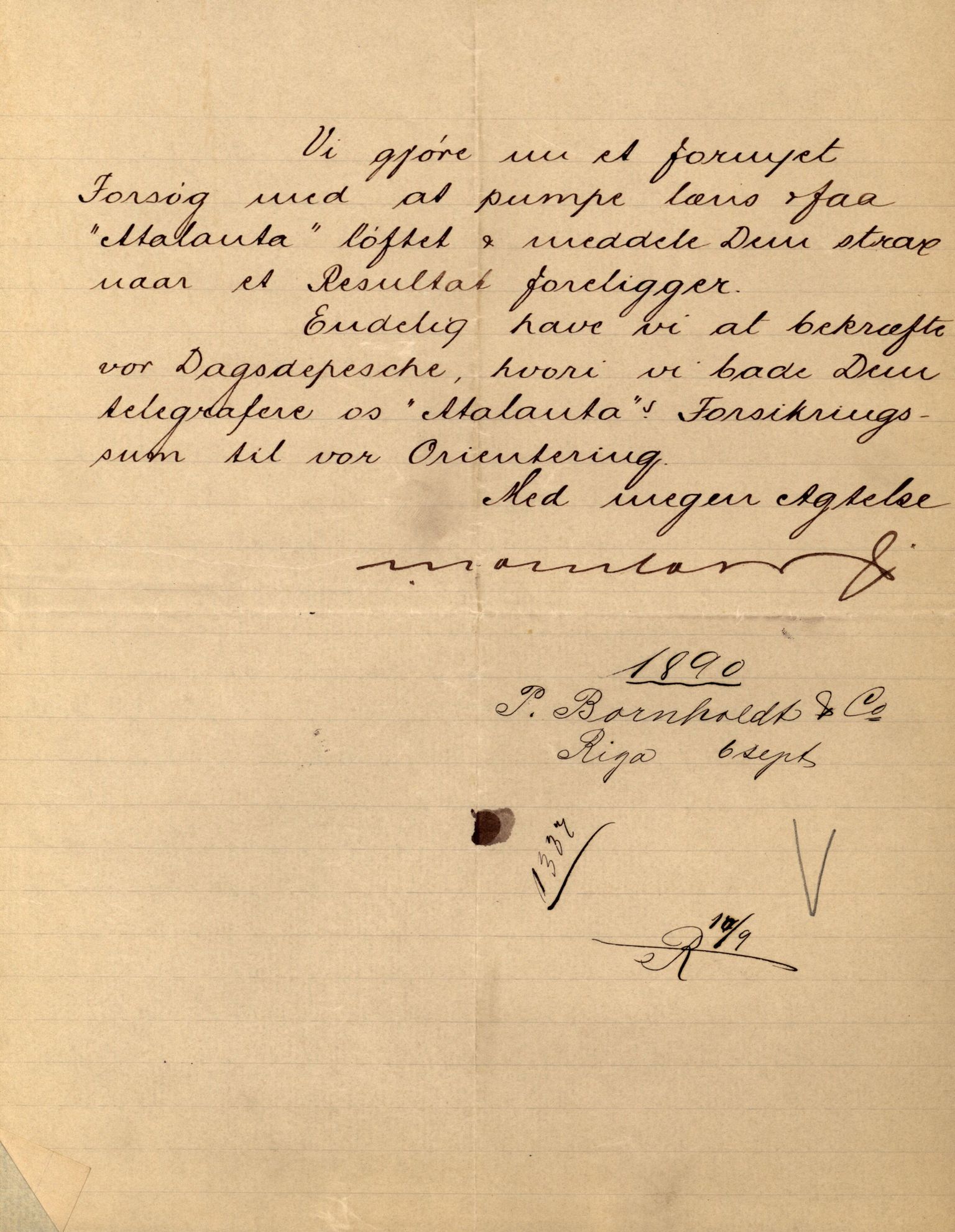 Pa 63 - Østlandske skibsassuranceforening, VEMU/A-1079/G/Ga/L0026/0008: Havaridokumenter / Bernadotte, Bardeu, Augustinus, Atlanta, Arne, 1890, p. 39