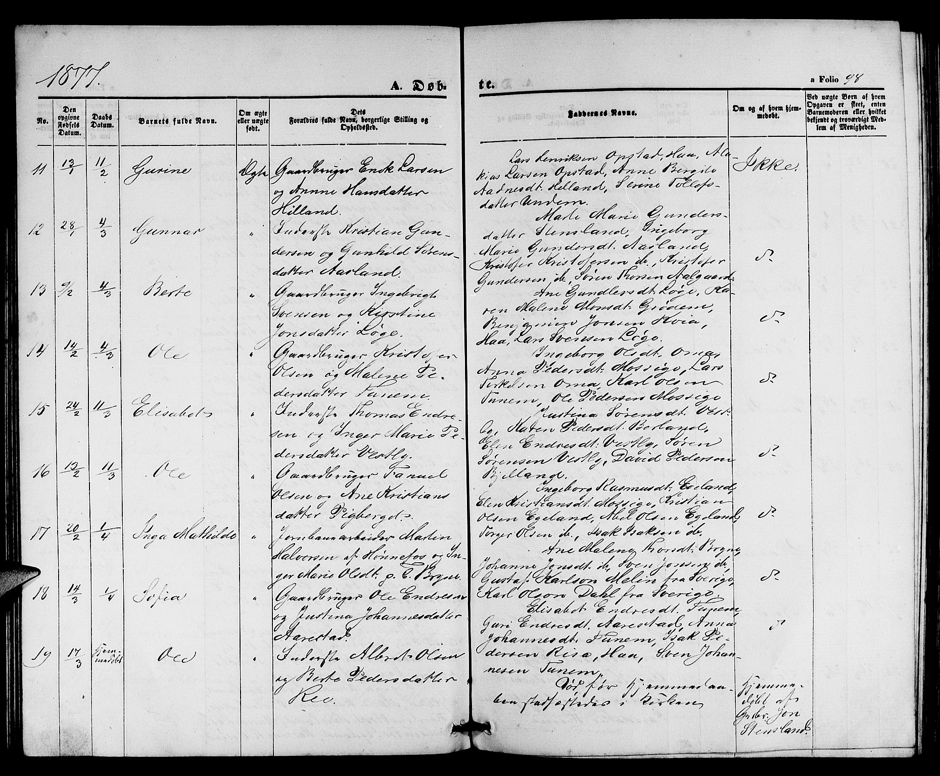 Lye sokneprestkontor, AV/SAST-A-101794/001/30BB/L0004: Parish register (copy) no. B 4, 1868-1878, p. 98