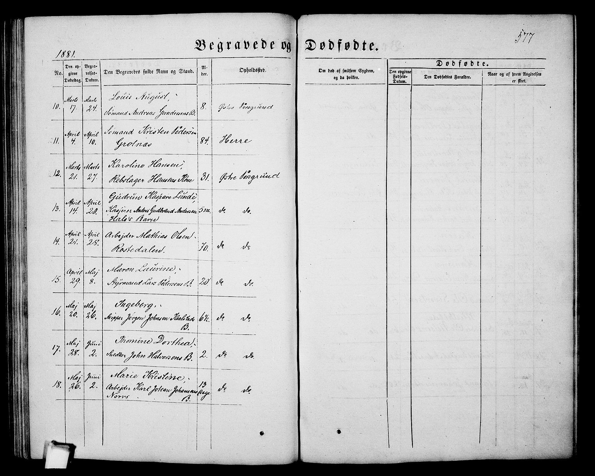Porsgrunn kirkebøker , SAKO/A-104/G/Gb/L0004: Parish register (copy) no. II 4, 1853-1882, p. 577