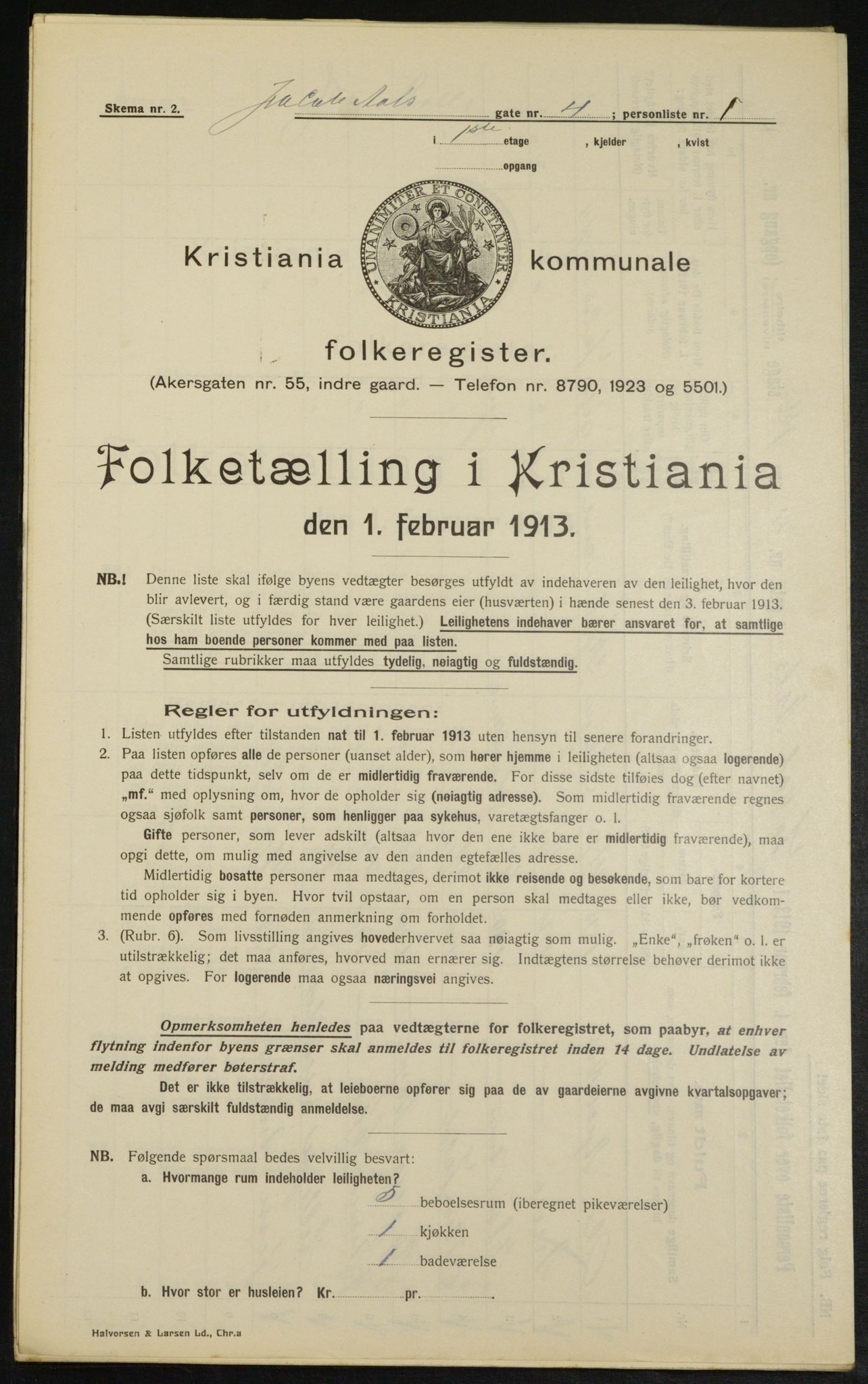 OBA, Municipal Census 1913 for Kristiania, 1913, p. 44524