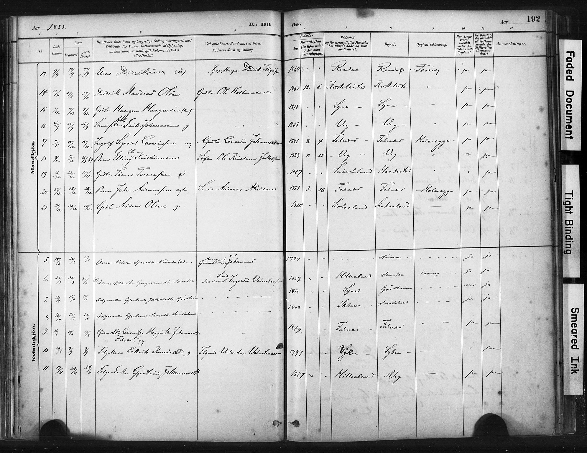 Skudenes sokneprestkontor, AV/SAST-A -101849/H/Ha/Haa/L0009: Parish register (official) no. A 6, 1882-1912, p. 192