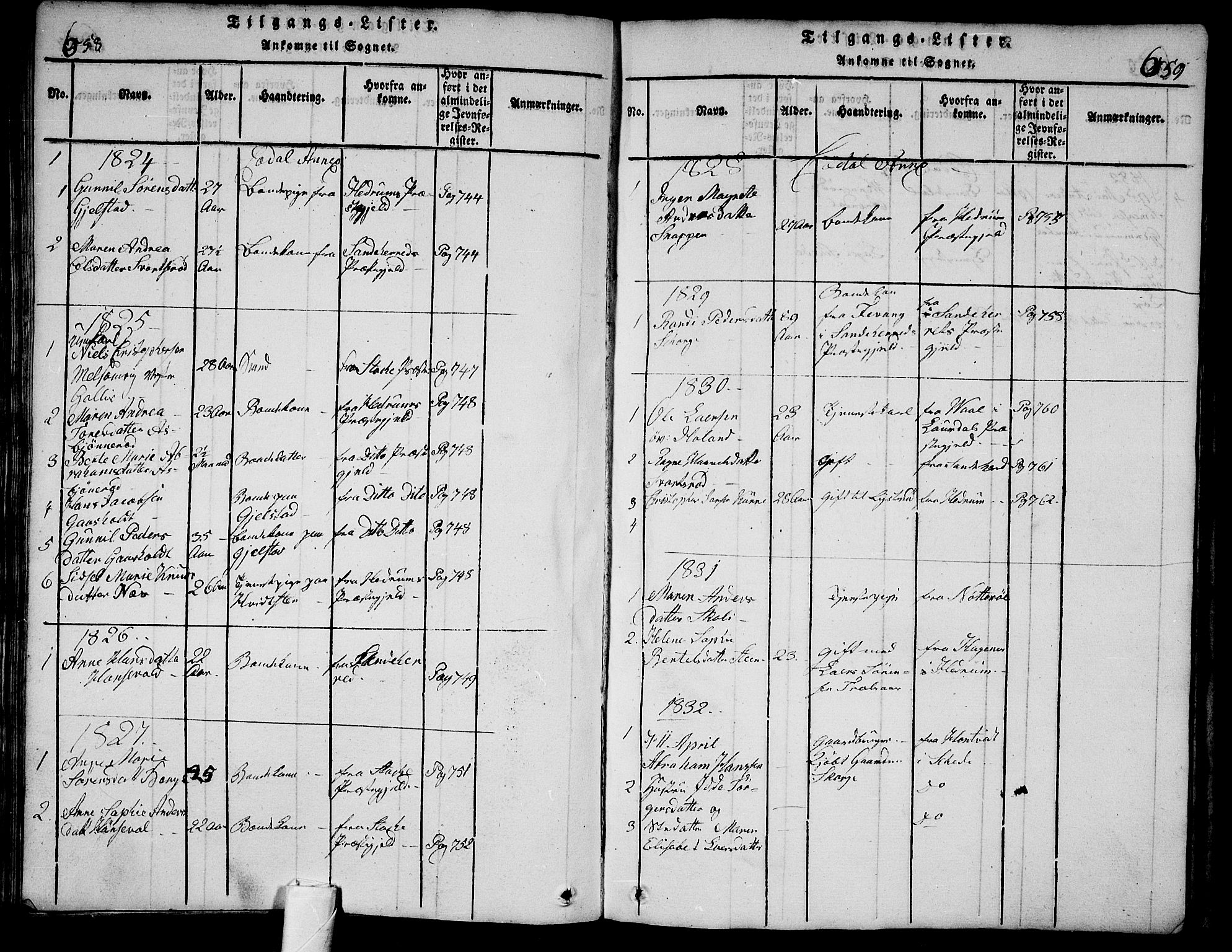 Andebu kirkebøker, AV/SAKO-A-336/G/Ga/L0002: Parish register (copy) no. I 2 /3, 1823-1832, p. 658-659