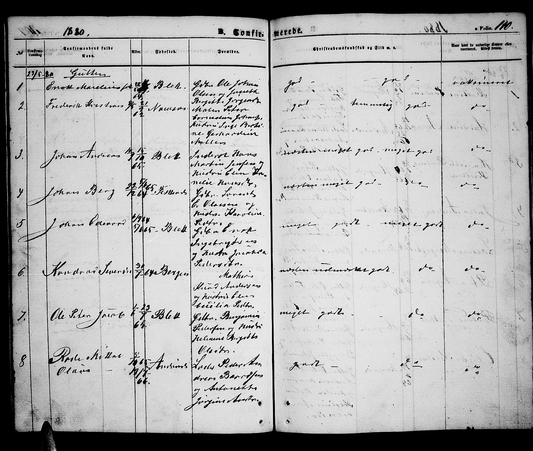 Ministerialprotokoller, klokkerbøker og fødselsregistre - Nordland, AV/SAT-A-1459/899/L1447: Parish register (copy) no. 899C02, 1855-1886, p. 110