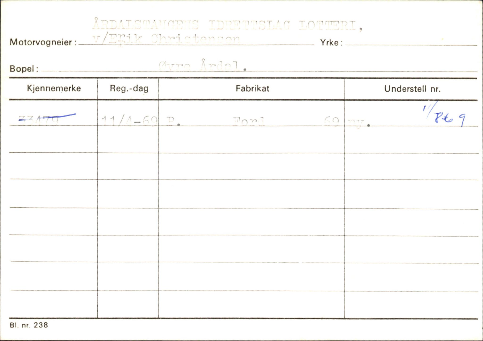 Statens vegvesen, Sogn og Fjordane vegkontor, AV/SAB-A-5301/4/F/L0146: Registerkort Årdal R-Å samt diverse kort, 1945-1975, p. 1501