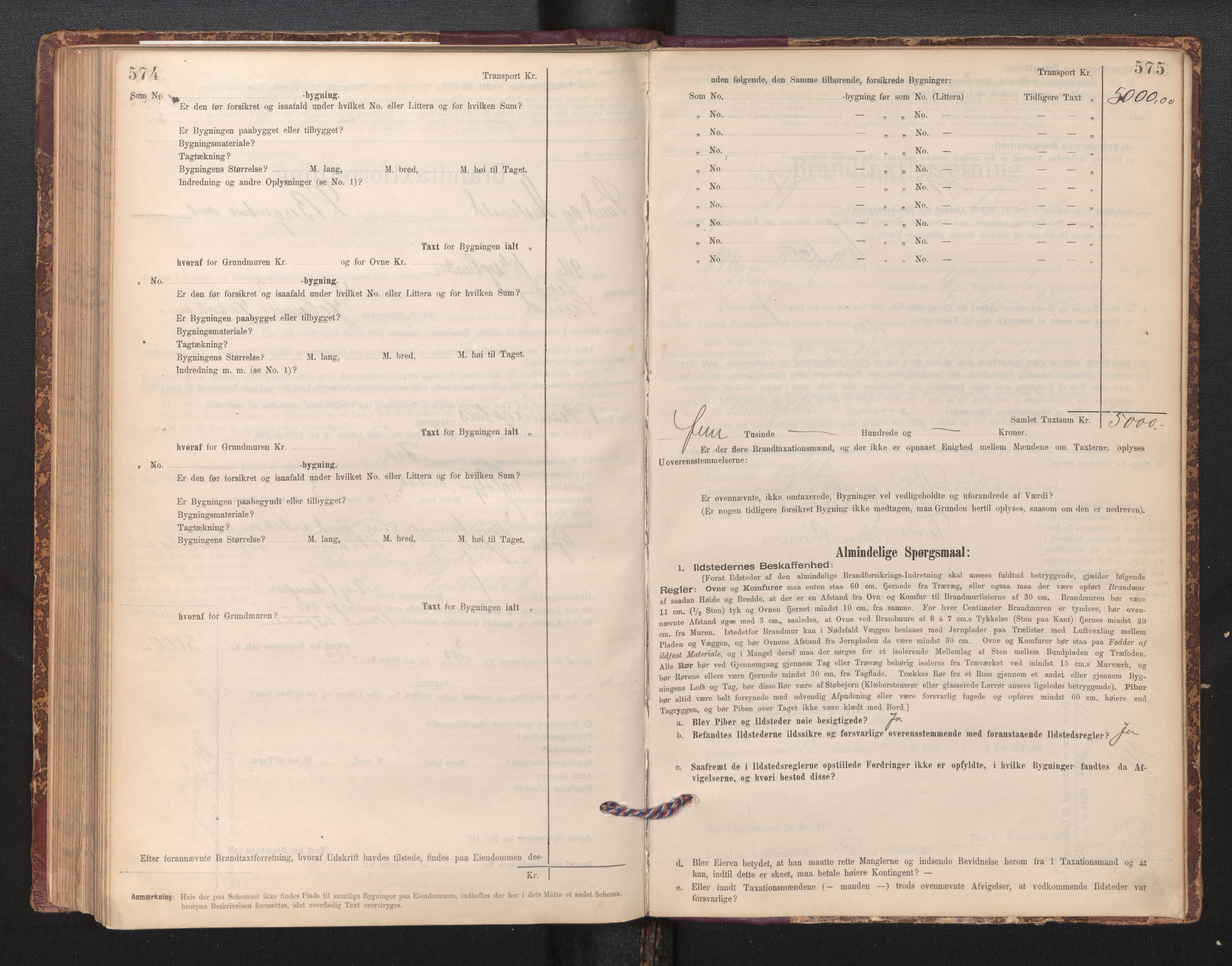 Lensmannen i Sund og Austevoll, SAB/A-35201/0012/L0003: Branntakstprotokoll, skjematakst, 1894-1917, p. 574-575