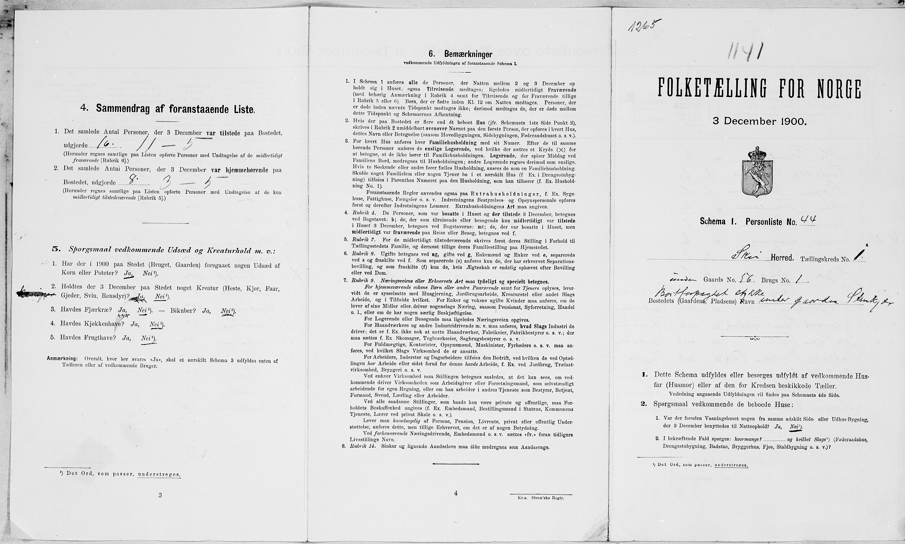 SAT, 1900 census for Skei, 1900, p. 18