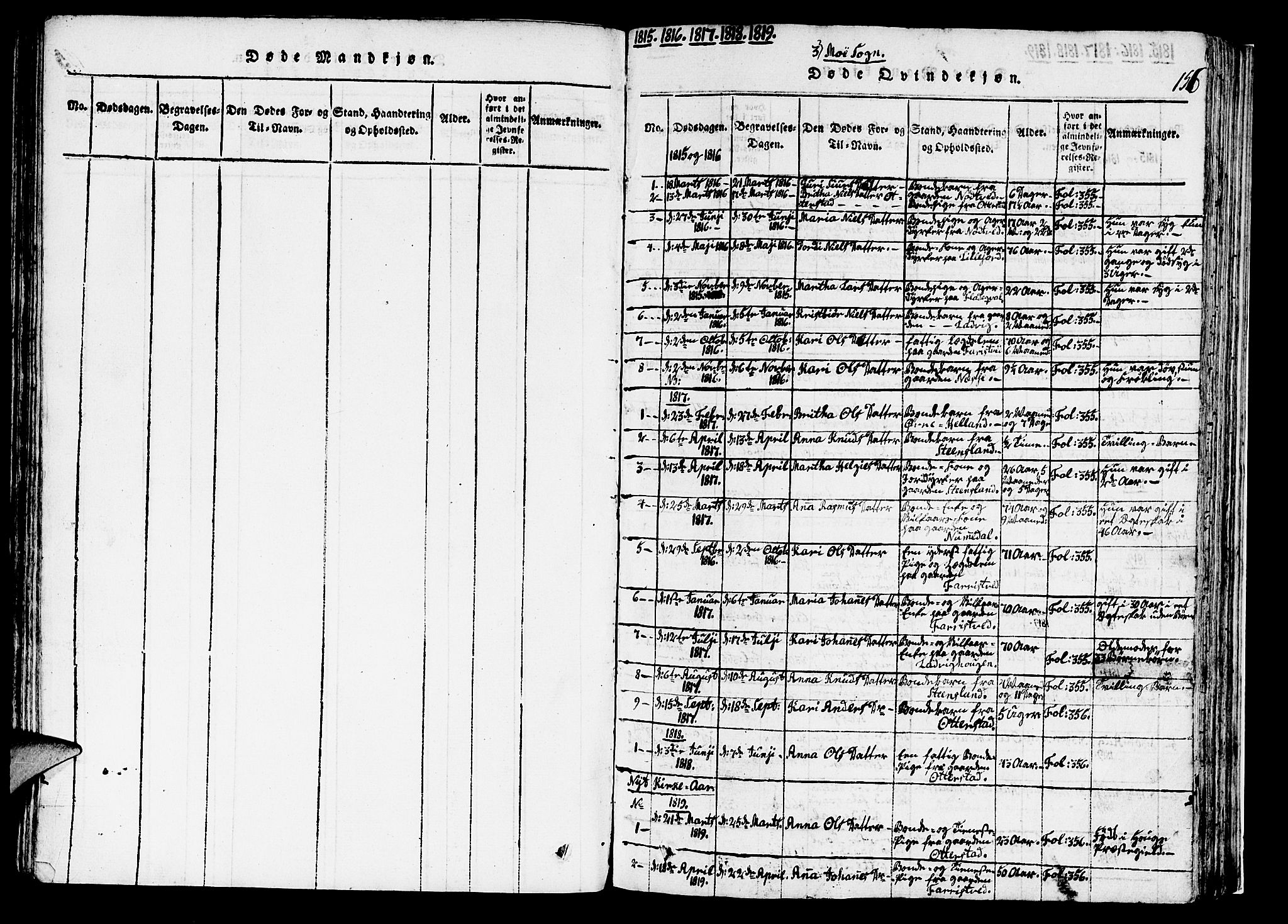 Hosanger sokneprestembete, AV/SAB-A-75801/H/Haa: Parish register (official) no. A 5, 1815-1824, p. 156