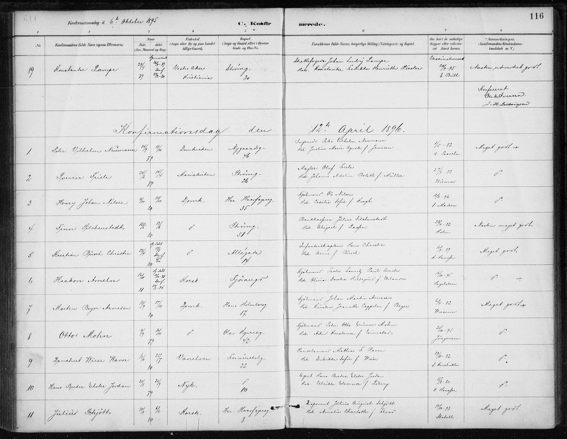 Johanneskirken sokneprestembete, SAB/A-76001/H/Haa/L0008: Parish register (official) no. C 1, 1885-1907, p. 116