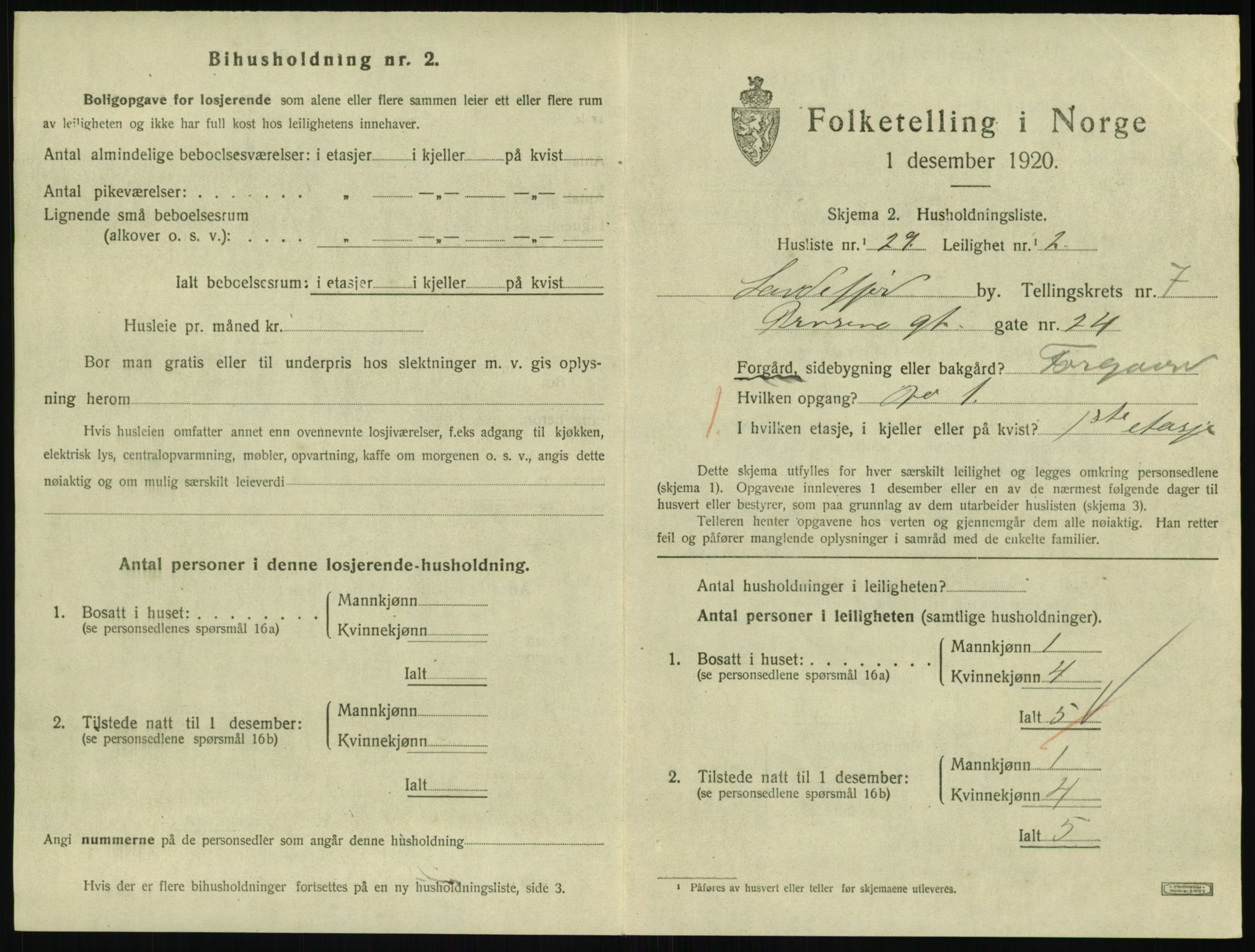 SAKO, 1920 census for Sandefjord, 1920, p. 3052