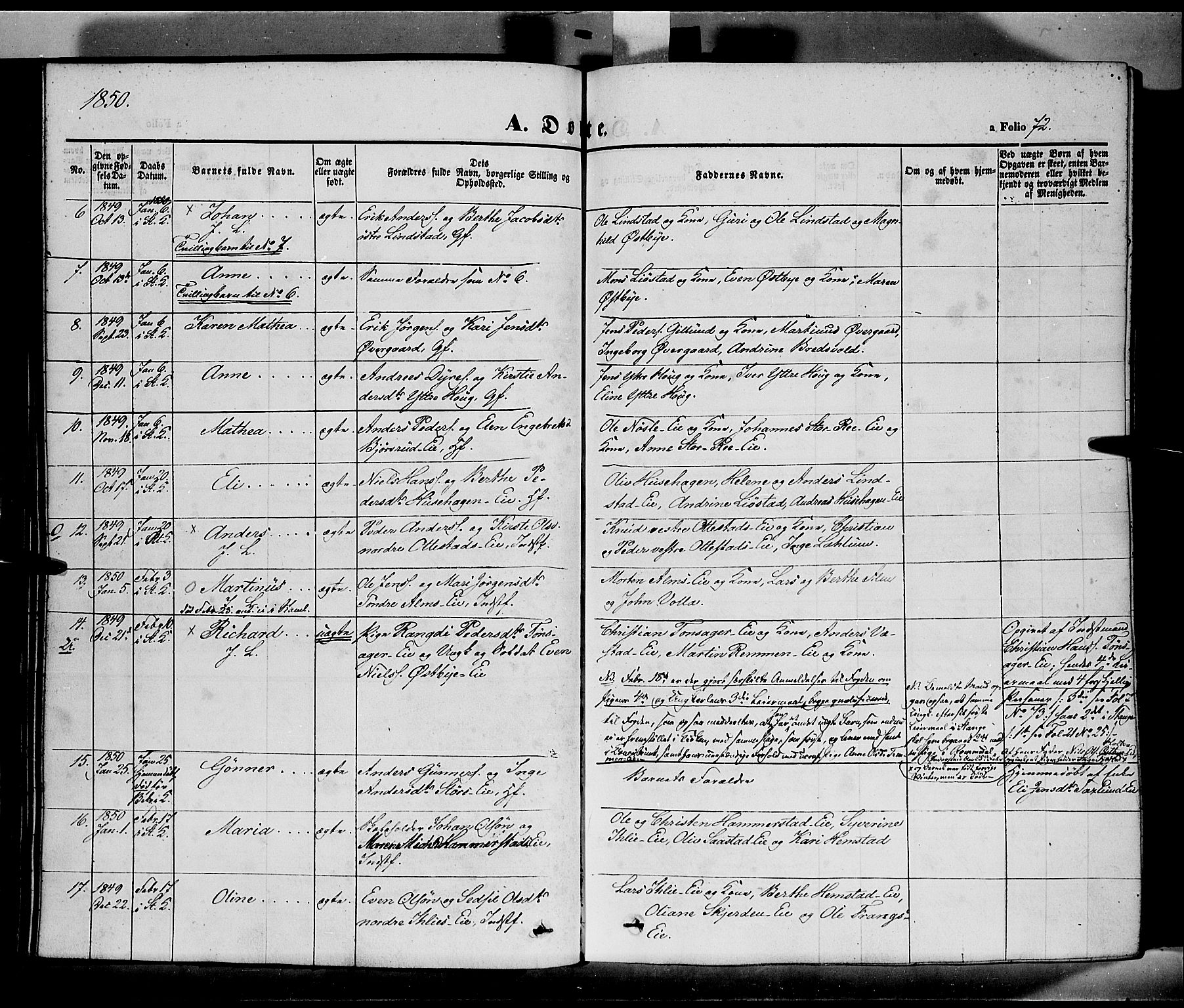 Stange prestekontor, SAH/PREST-002/K/L0011: Parish register (official) no. 11, 1846-1852, p. 72