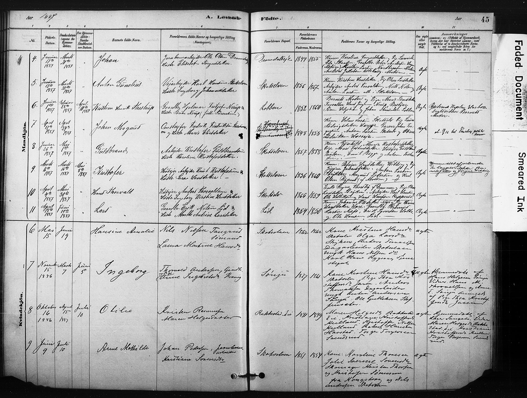 Eiker kirkebøker, AV/SAKO-A-4/F/Fc/L0001: Parish register (official) no. III 1, 1878-1889, p. 45