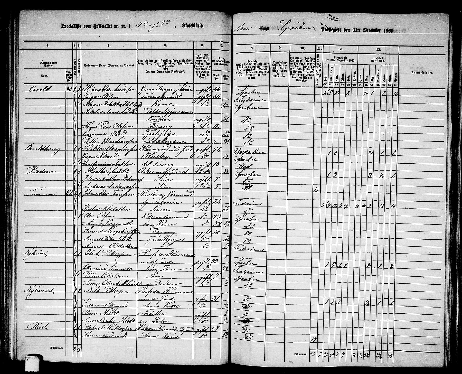 RA, 1865 census for Sparbu, 1865, p. 102