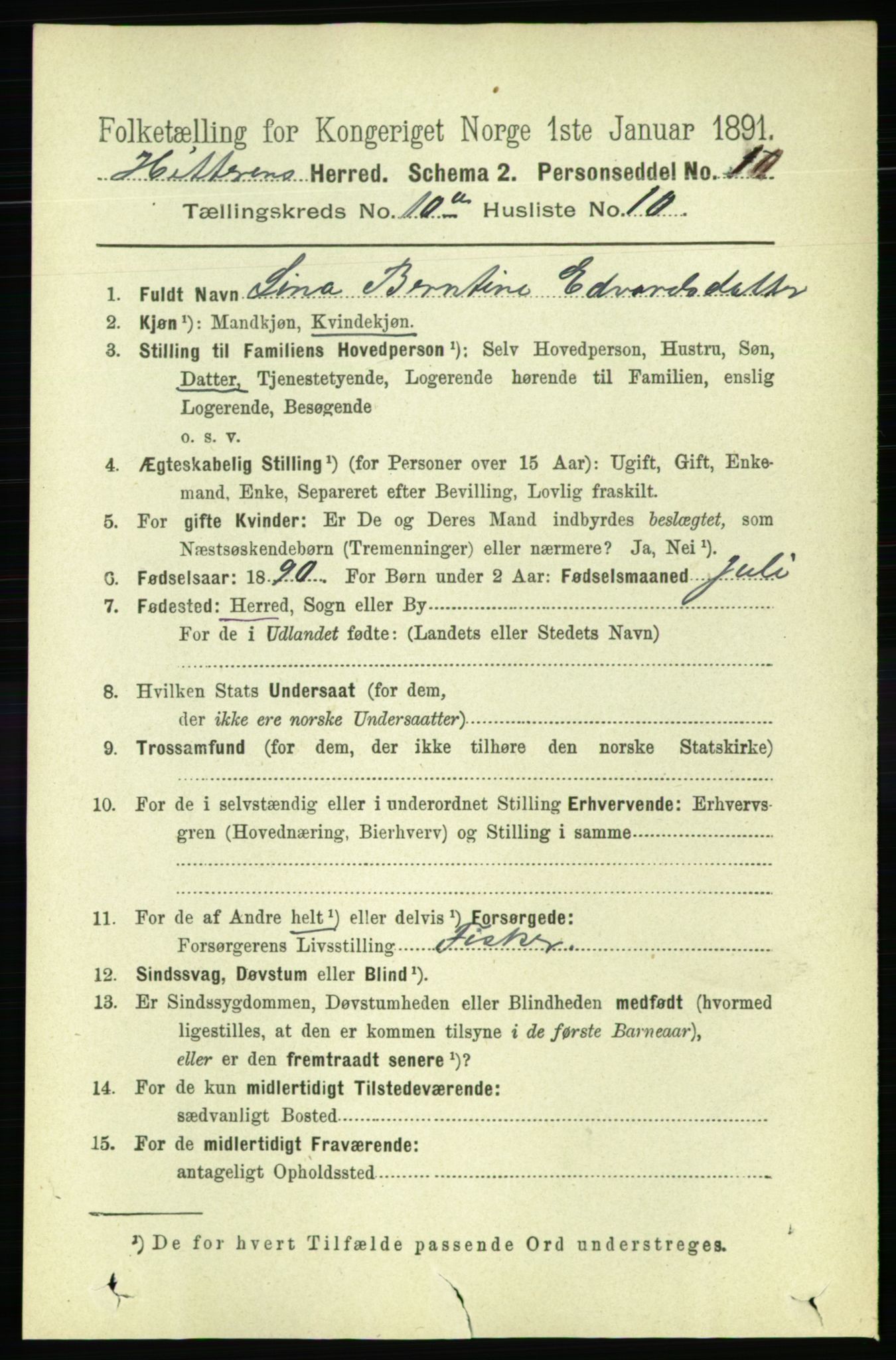 RA, 1891 census for 1617 Hitra, 1891, p. 2299