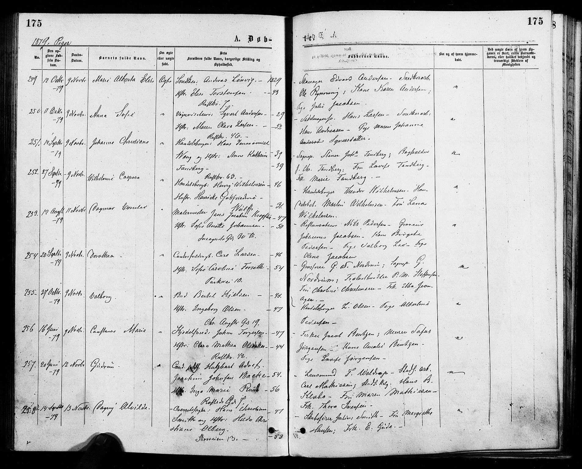 Trefoldighet prestekontor Kirkebøker, SAO/A-10882/F/Fa/L0004: Parish register (official) no. I 4, 1876-1880, p. 175