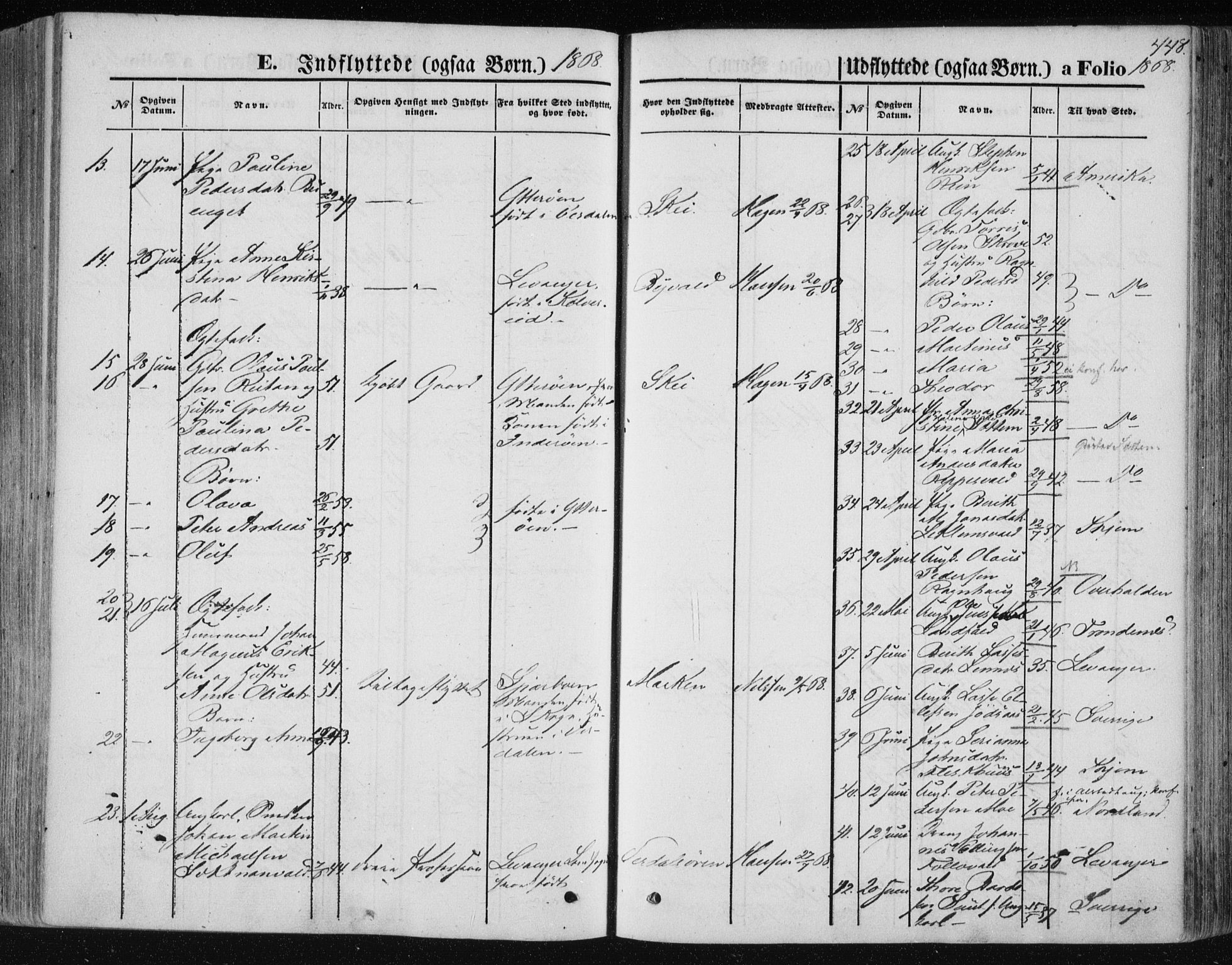 Ministerialprotokoller, klokkerbøker og fødselsregistre - Nord-Trøndelag, AV/SAT-A-1458/723/L0241: Parish register (official) no. 723A10, 1860-1869, p. 448