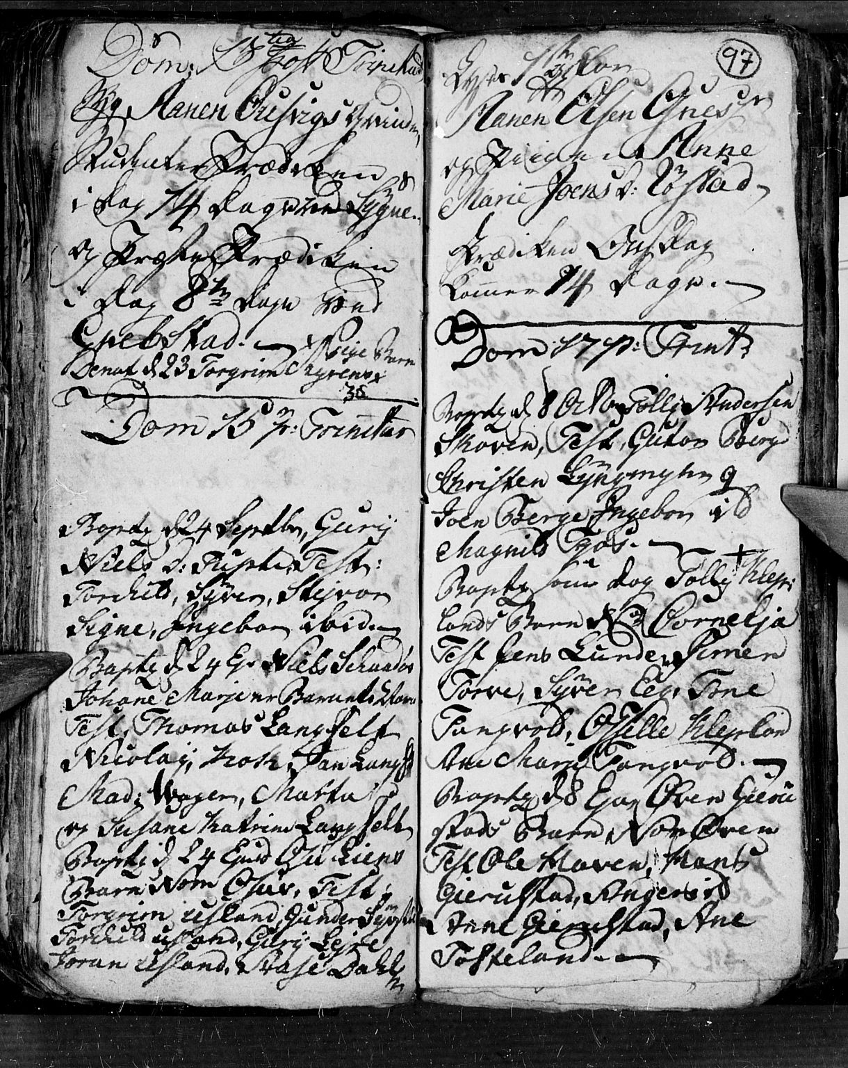 Søgne sokneprestkontor, SAK/1111-0037/F/Fb/Fbb/L0001: Parish register (copy) no. B 1, 1779-1802, p. 97