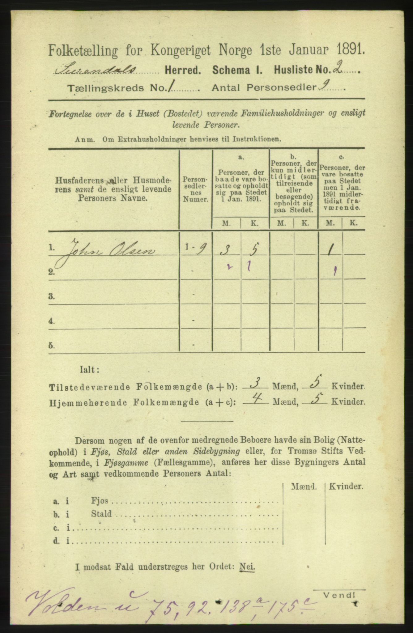 RA, 1891 census for 1566 Surnadal, 1891, p. 39