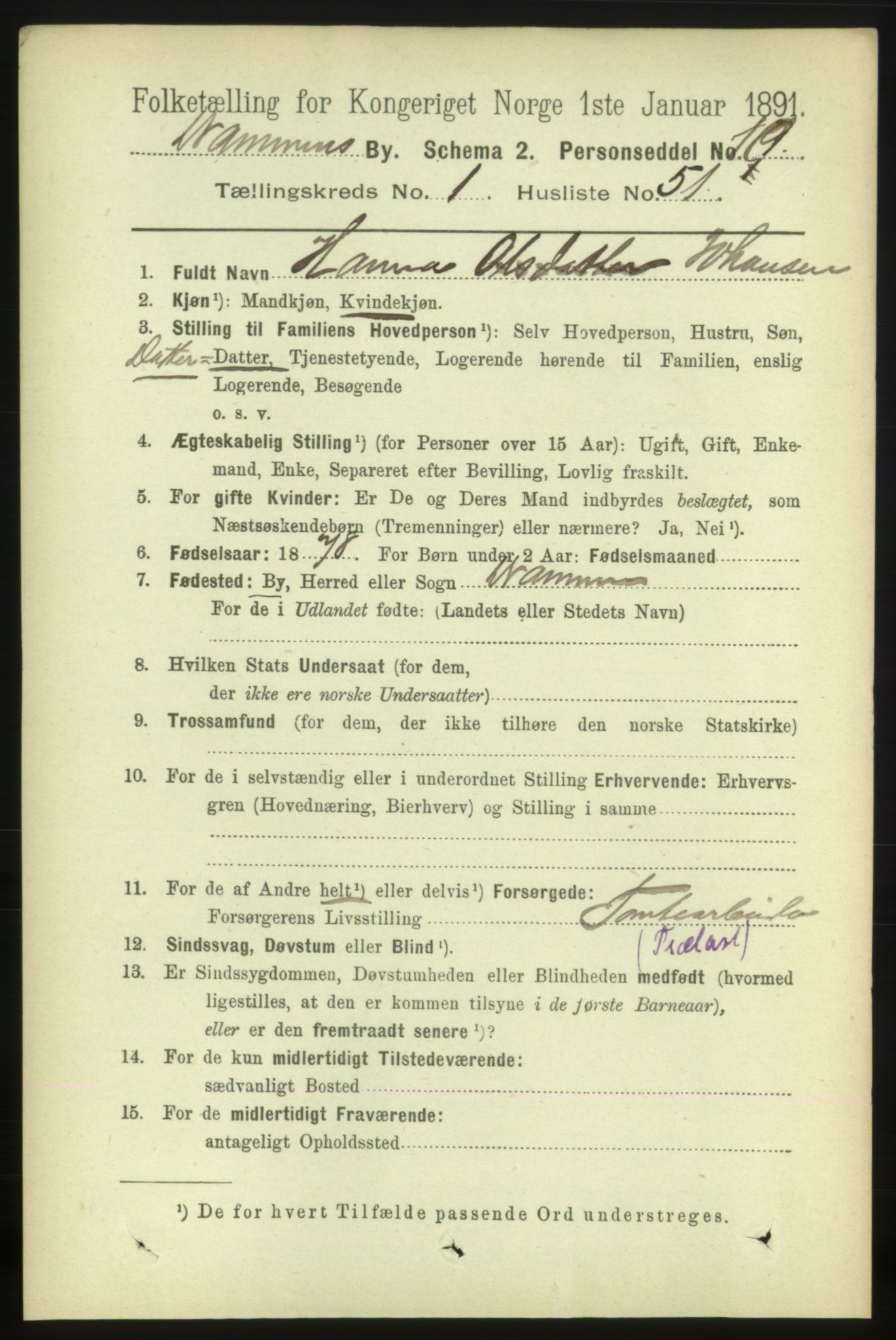 RA, 1891 census for 0602 Drammen, 1891, p. 4248