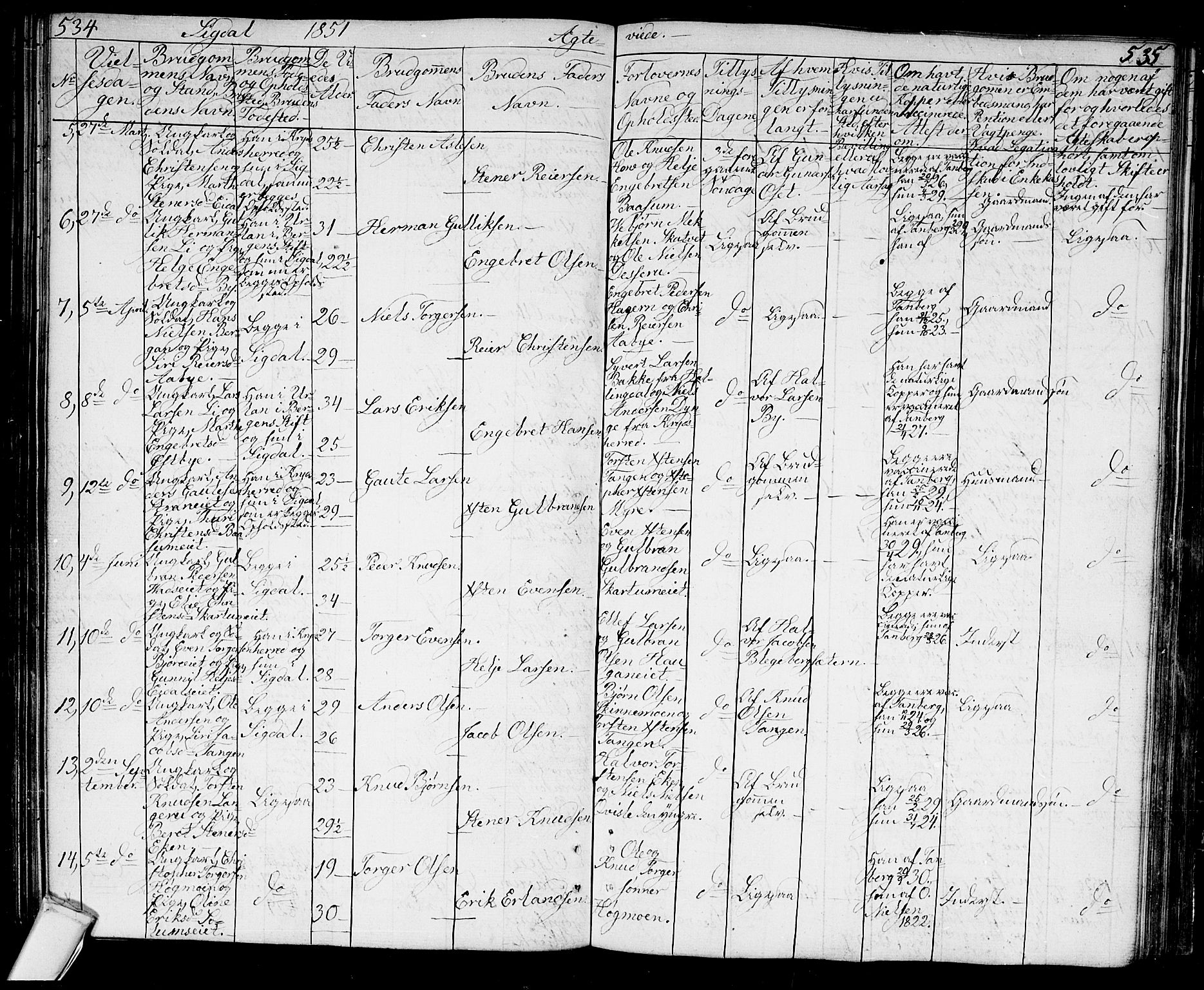 Sigdal kirkebøker, AV/SAKO-A-245/G/Ga/L0002: Parish register (copy) no. I 2, 1835-1856, p. 534-535