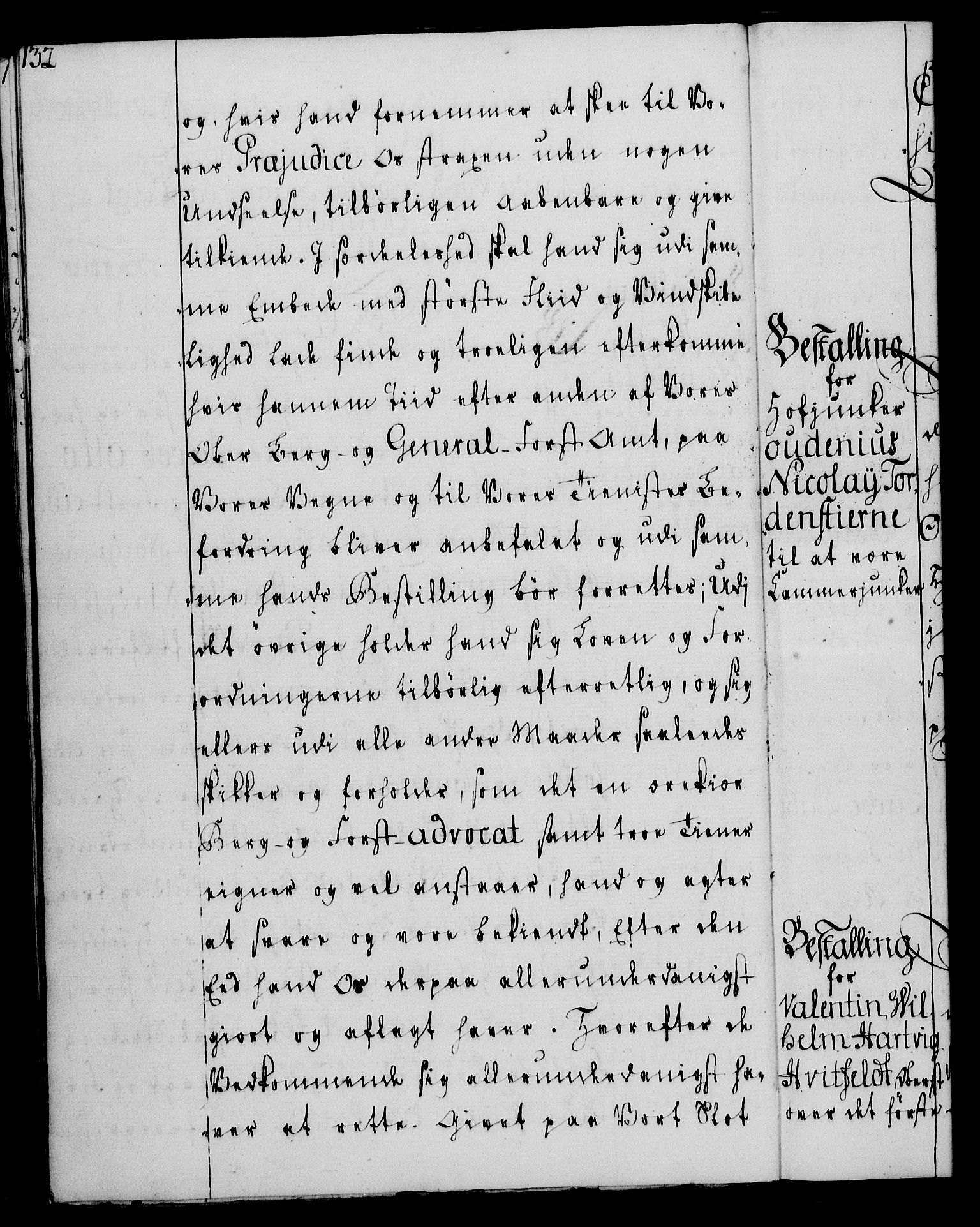 Rentekammeret, Kammerkanselliet, RA/EA-3111/G/Gg/Gge/L0004: Norsk bestallingsprotokoll med register (merket RK 53.28), 1762-1771, p. 132