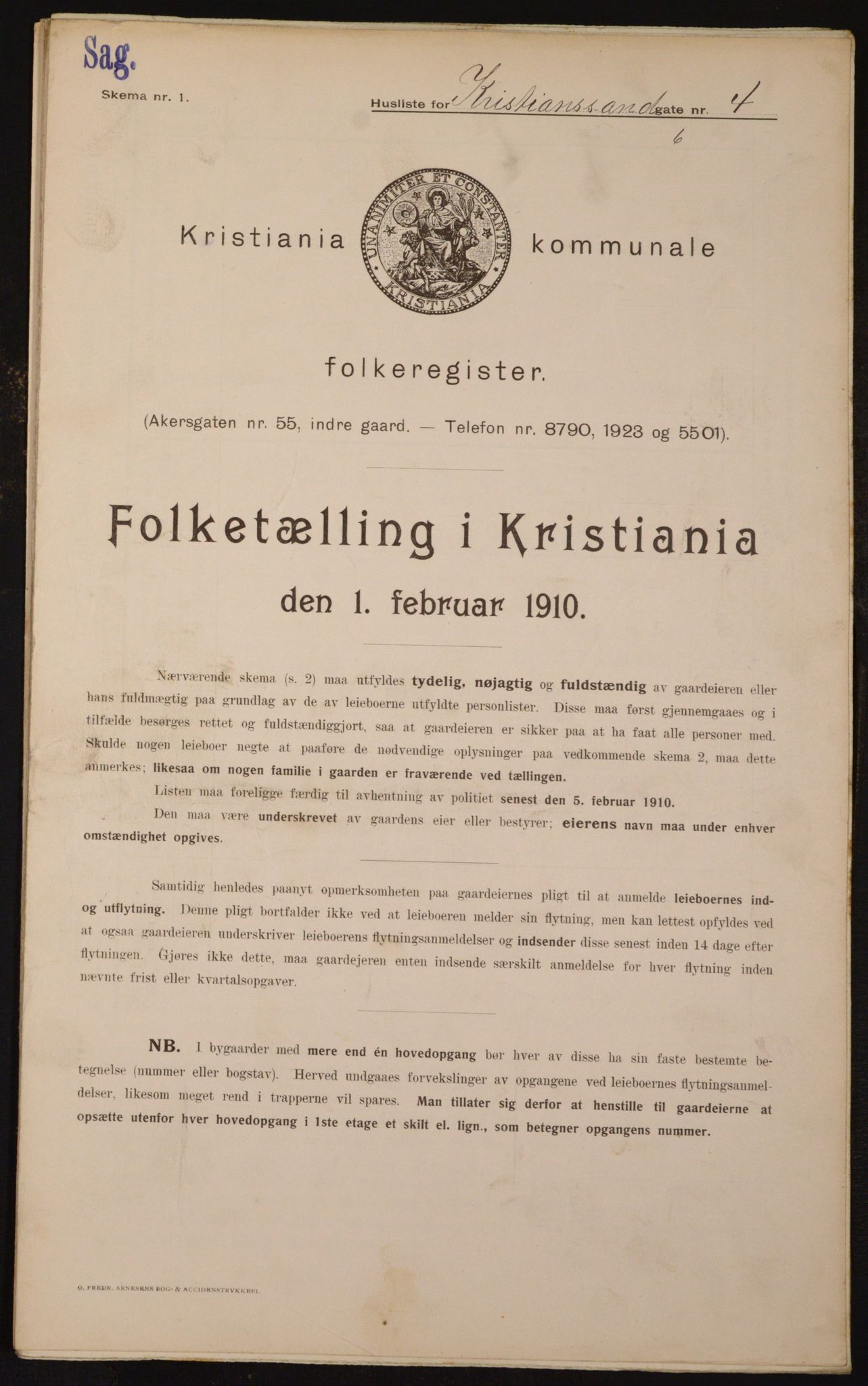 OBA, Municipal Census 1910 for Kristiania, 1910, p. 52656