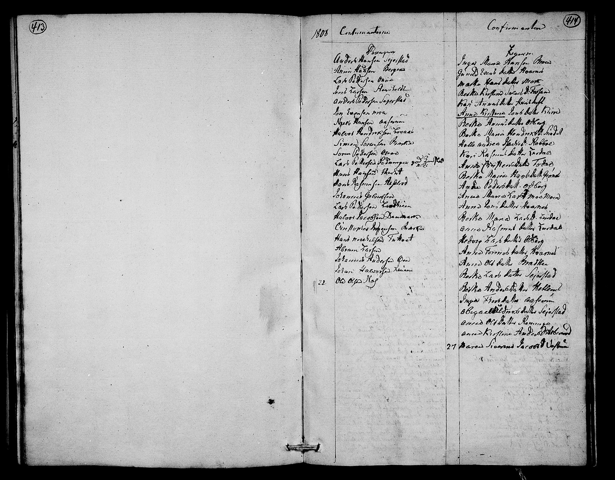 Hedrum kirkebøker, SAKO/A-344/F/Fa/L0003: Parish register (official) no. I 3, 1807-1816, p. 413-414