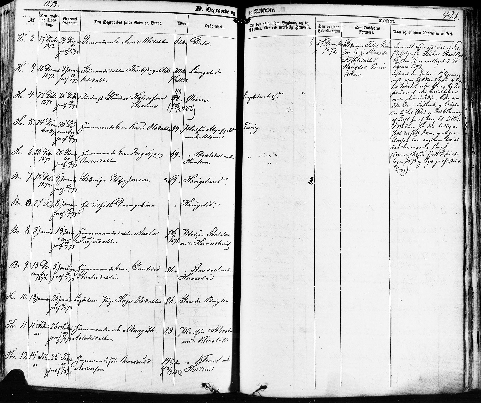Kviteseid kirkebøker, SAKO/A-276/F/Fa/L0007: Parish register (official) no. I 7, 1859-1881, p. 493